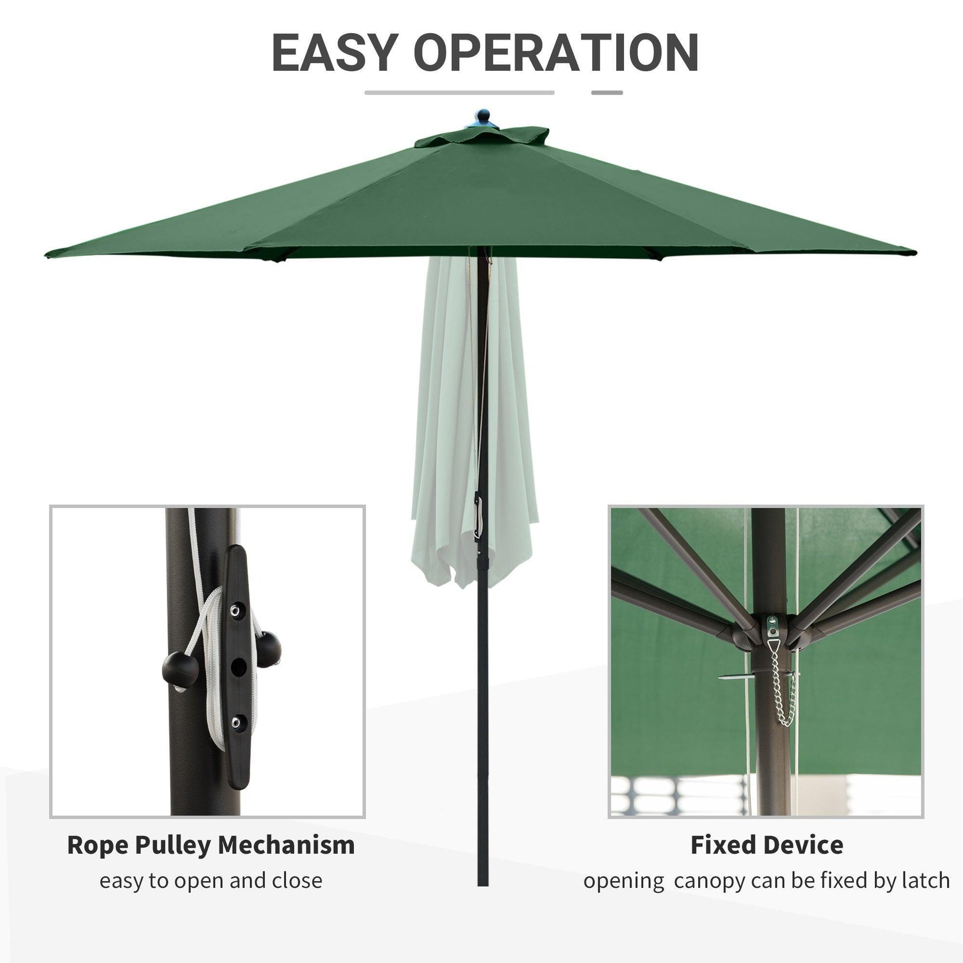 Outsunny Patio Umbrella – Green, 2.8m - ALL4U RETAILER LTD