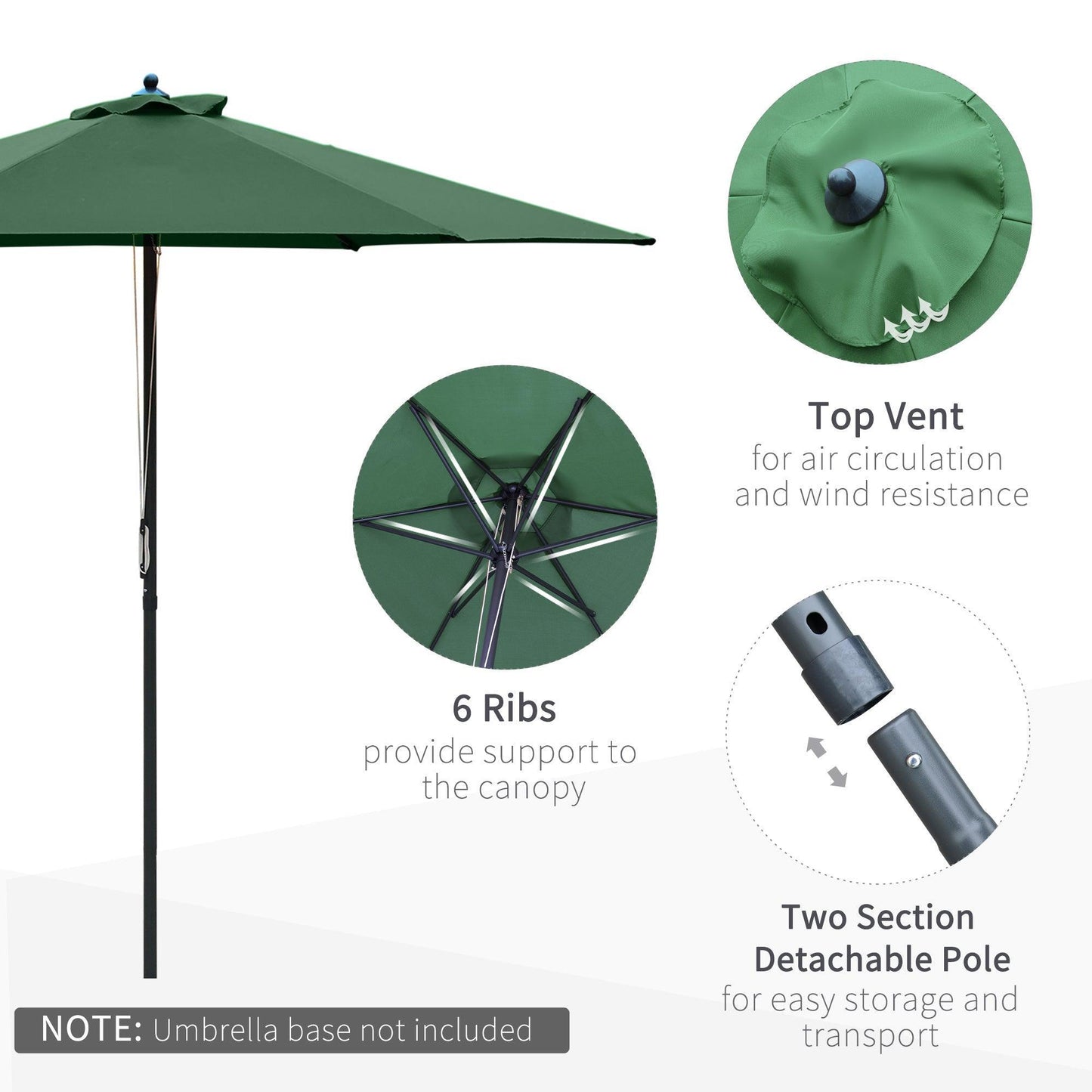 Outsunny Patio Umbrella – Green, 2.8m - ALL4U RETAILER LTD