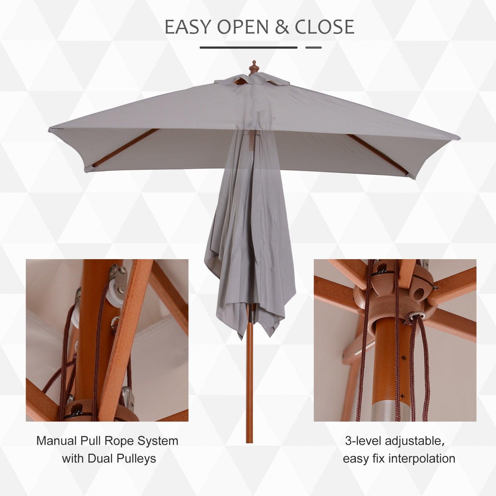 Outsunny Patio Umbrella - Grey 2m x 1.5m - ALL4U RETAILER LTD