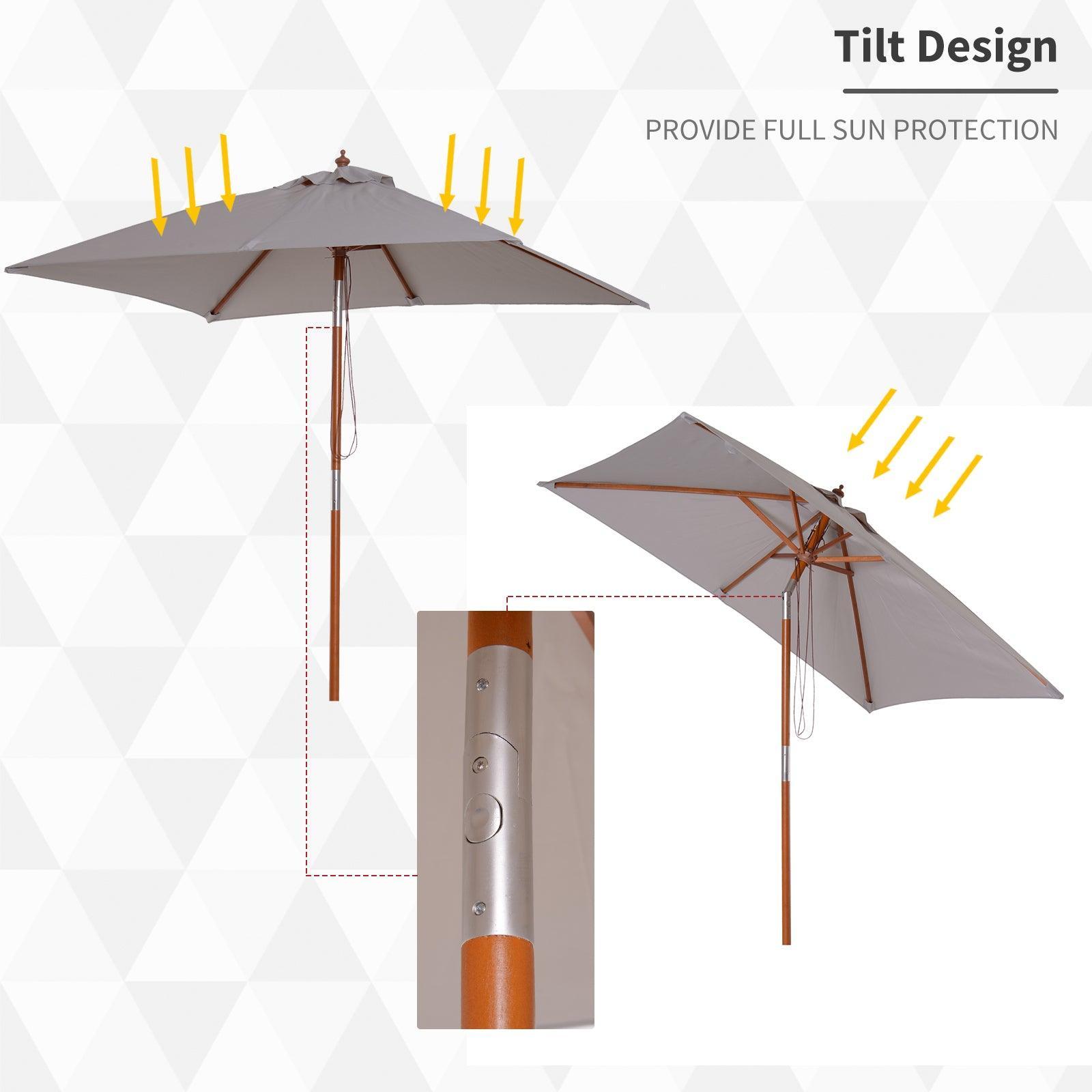 Outsunny Patio Umbrella - Grey 2m x 1.5m - ALL4U RETAILER LTD