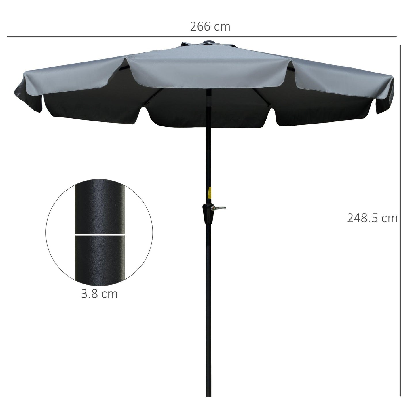 Outsunny Patio Umbrella - Outdoor Sun Shade with Ruffles - ALL4U RETAILER LTD