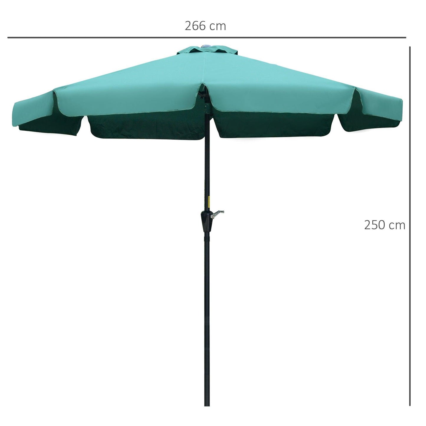 Outsunny Patio Umbrella with Ruffles - Green (2.66m) - ALL4U RETAILER LTD