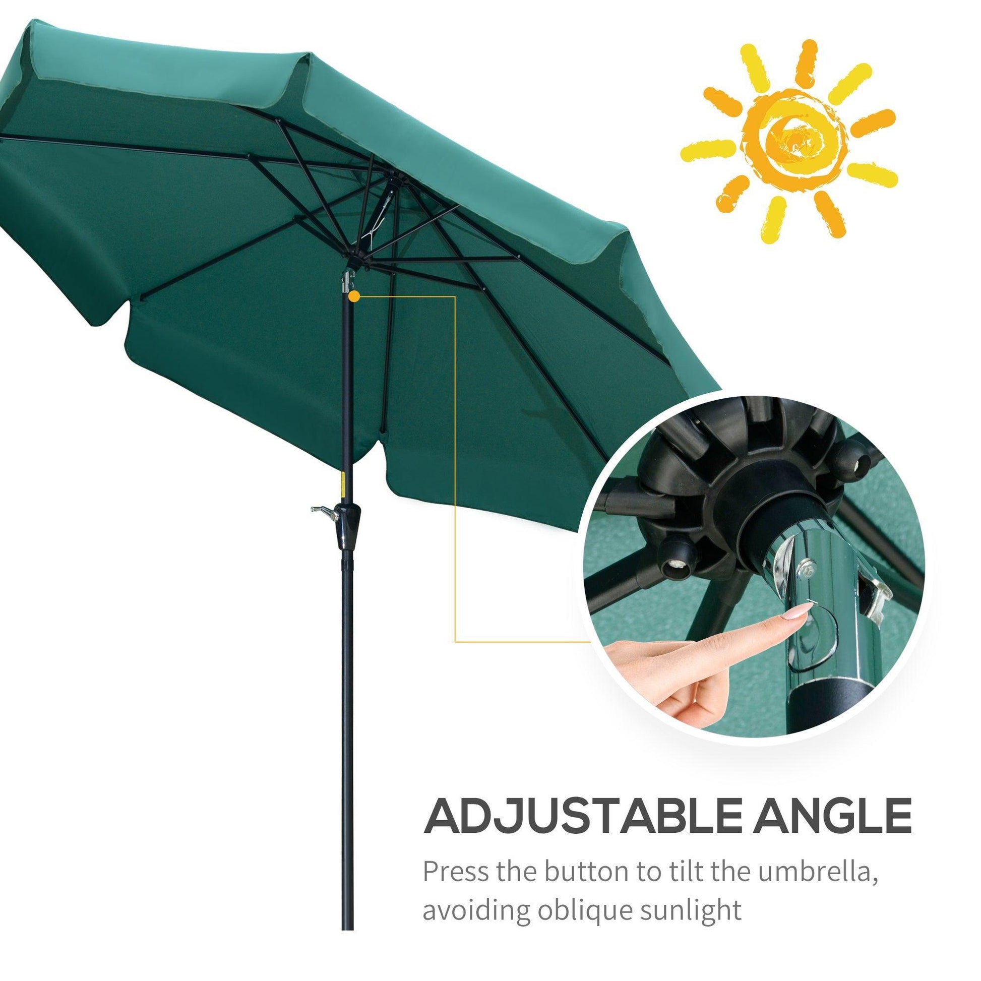 Outsunny Patio Umbrella with Ruffles - Green (2.66m) - ALL4U RETAILER LTD