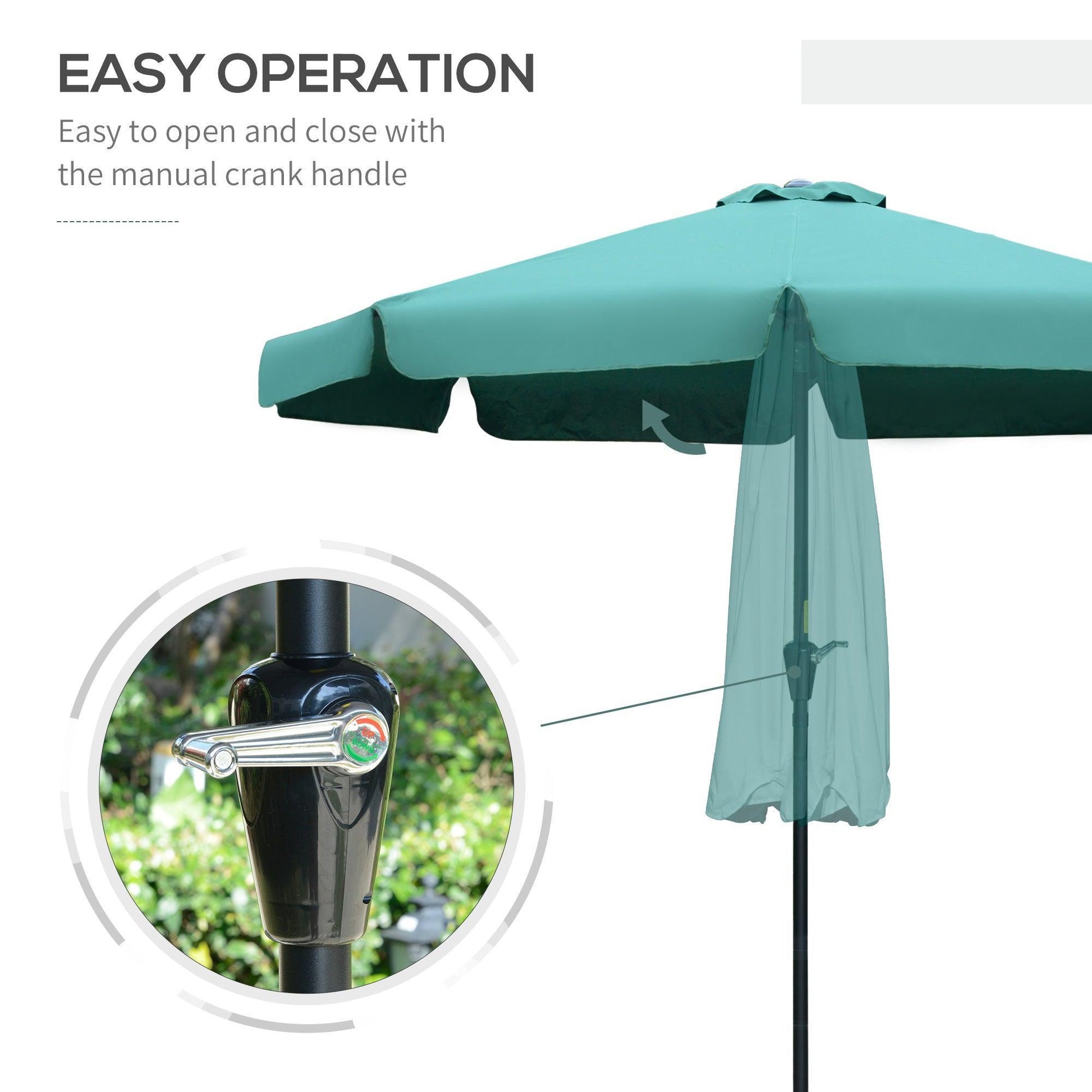 Outsunny Patio Umbrella with Ruffles - Green (2.66m) - ALL4U RETAILER LTD