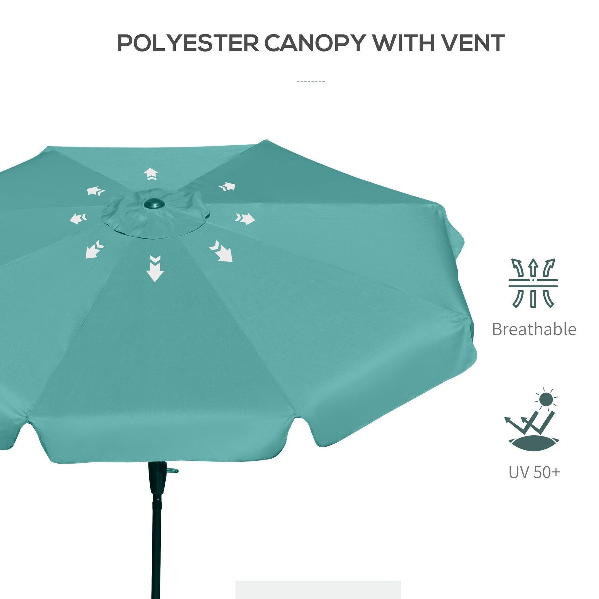 Outsunny Patio Umbrella with Ruffles - Green (2.66m) - ALL4U RETAILER LTD