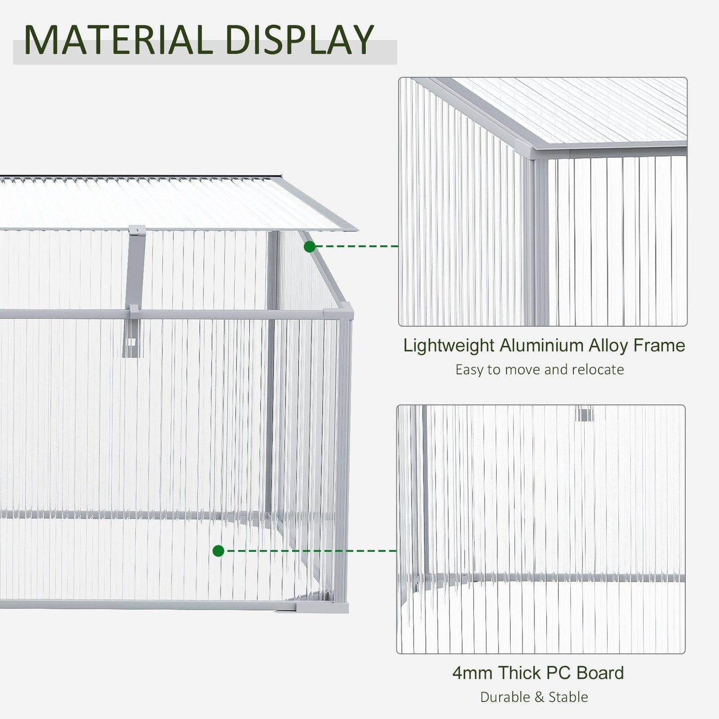 Outsunny Polycarbonate Garden Greenhouse - 99L x 60W x 44H cm - ALL4U RETAILER LTD