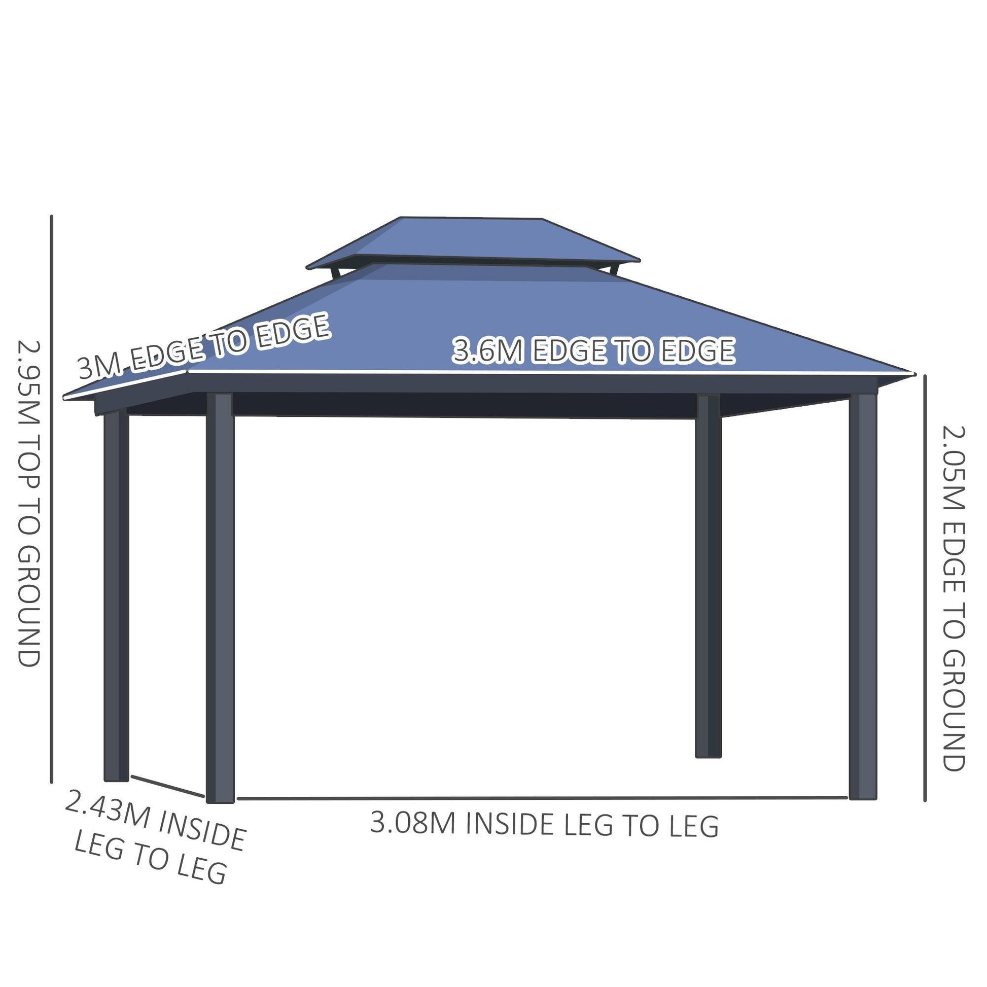 Outsunny Polycarbonate Gazebo - Double-Tier Roof & Aluminum Frame - ALL4U RETAILER LTD