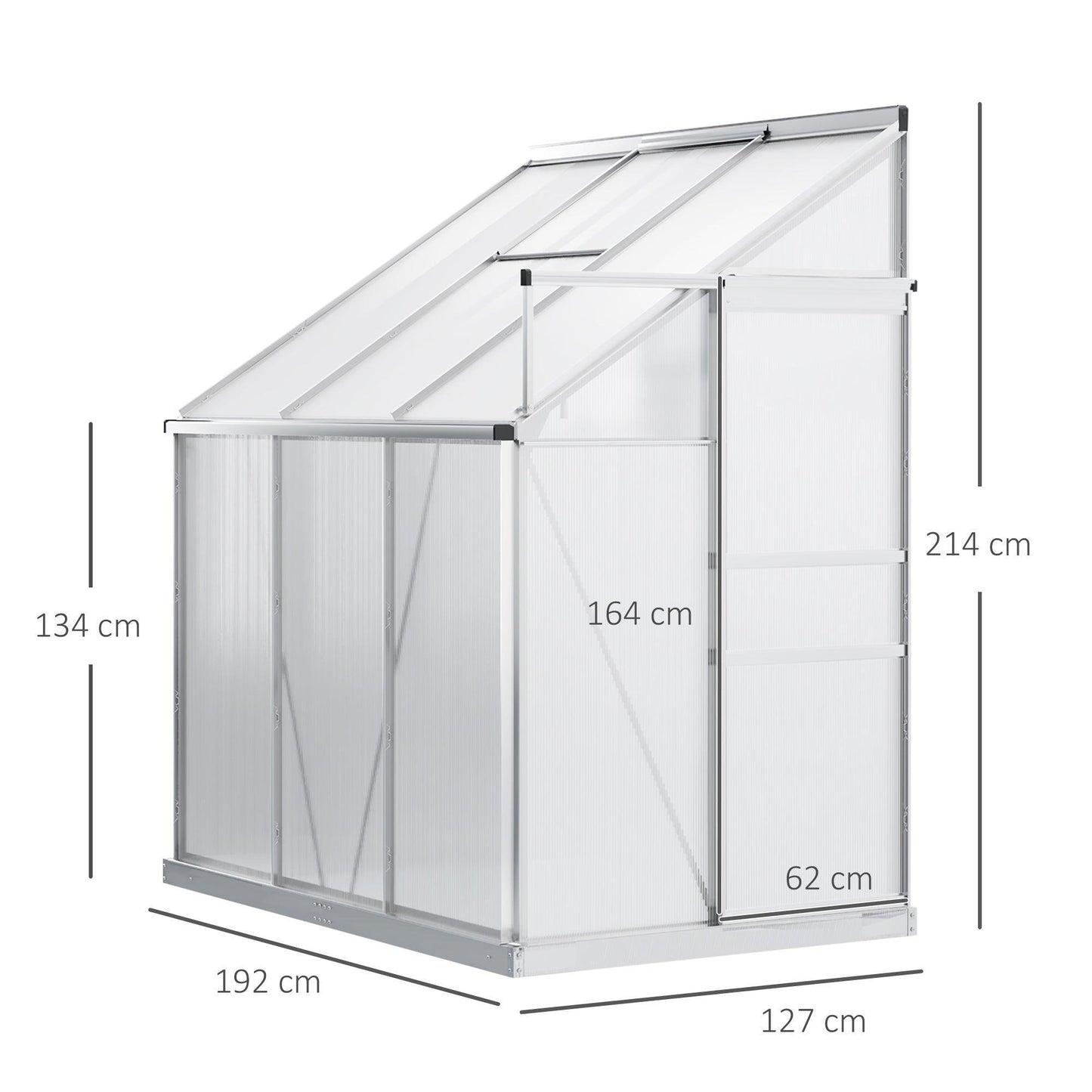 Outsunny Polycarbonate Lean-to Greenhouse 6x4 ft - Adjustable Roof - ALL4U RETAILER LTD