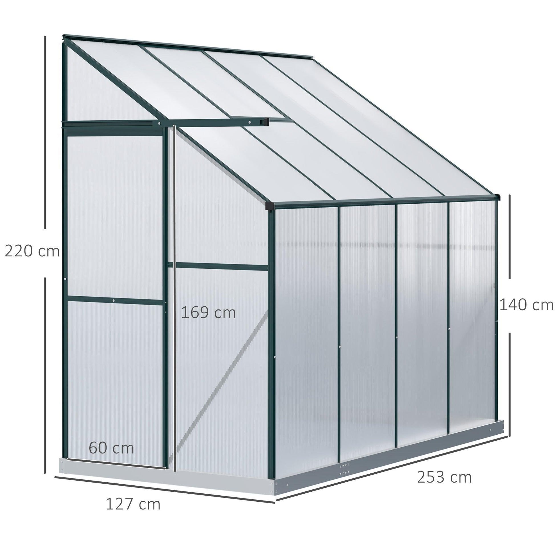 Outsunny Polycarbonate Lean-to Greenhouse for Plants - ALL4U RETAILER LTD