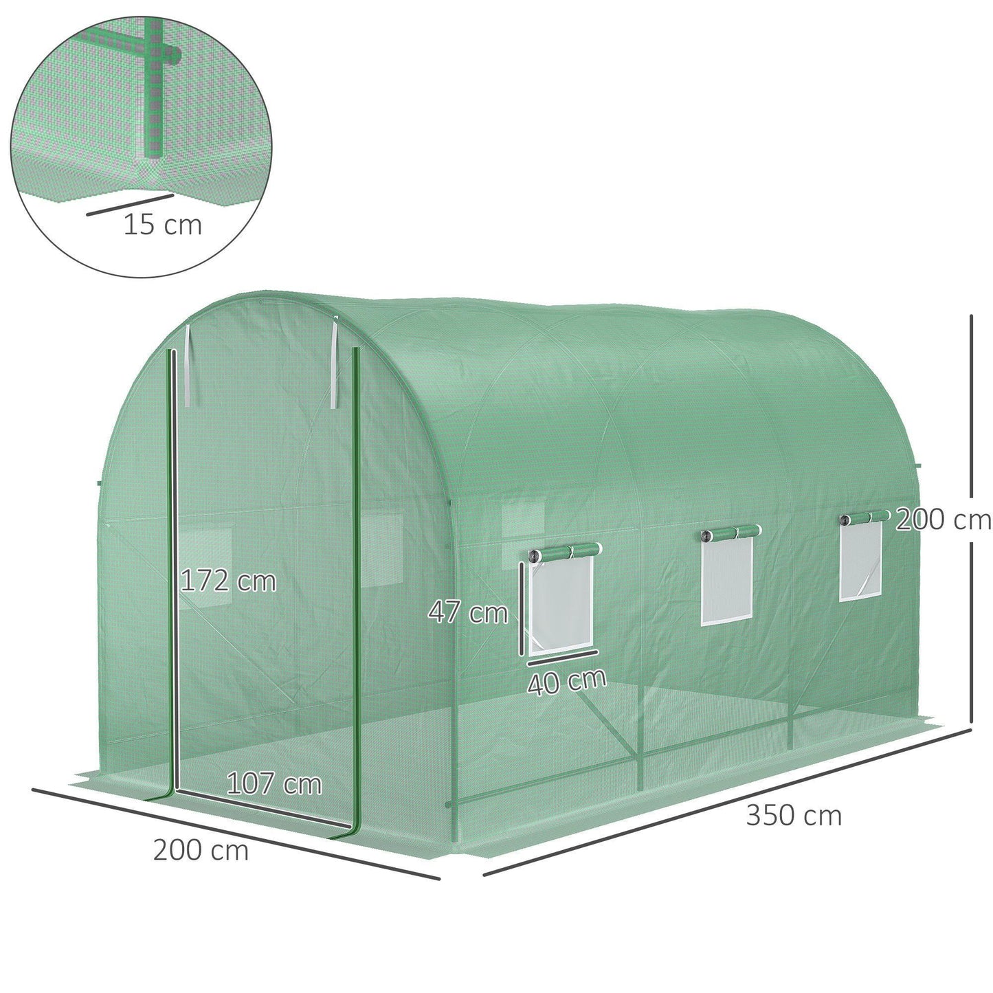 Outsunny Polytunnel Greenhouse: Walk-in Tent with Roll Up Door - ALL4U RETAILER LTD