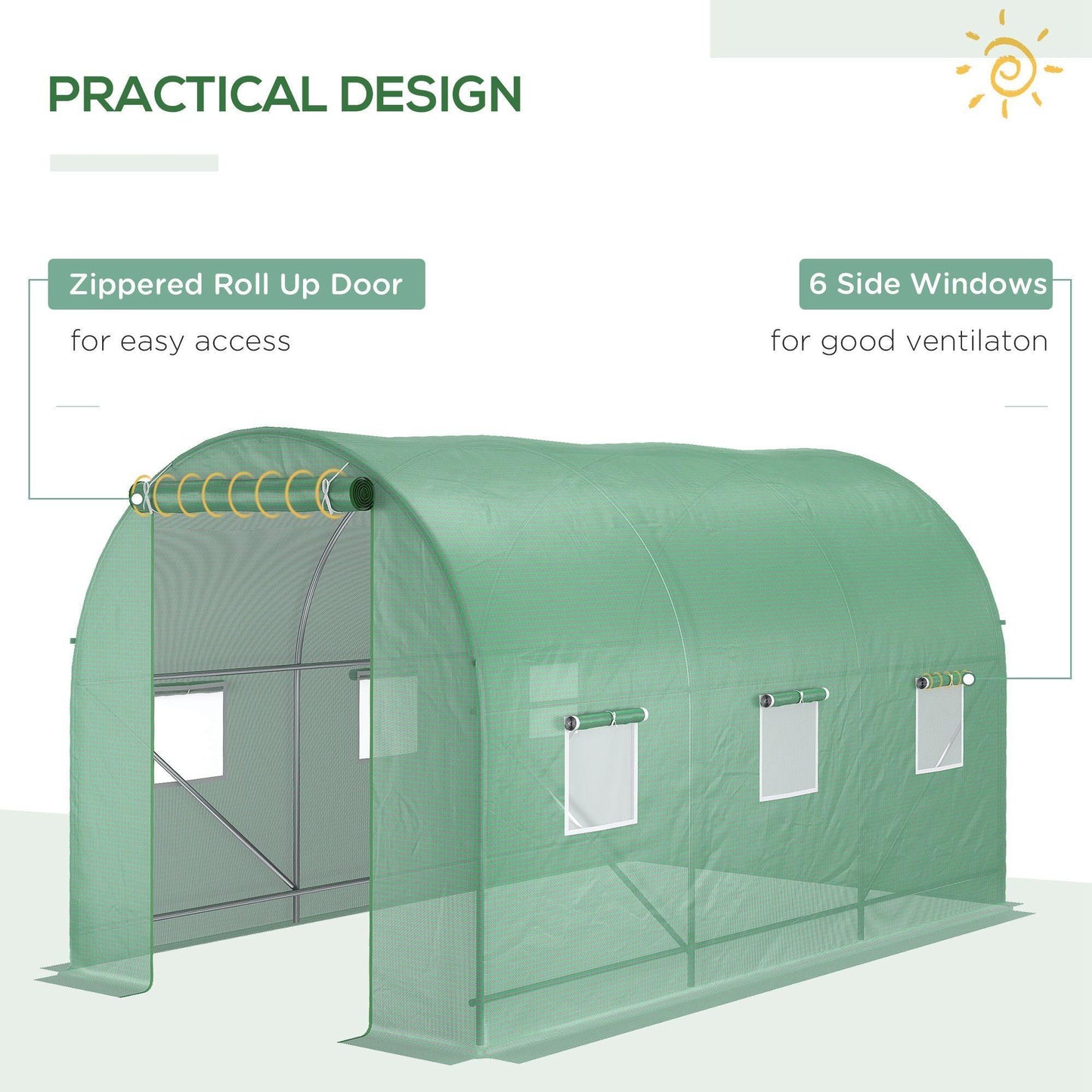 Outsunny Polytunnel Greenhouse: Walk-in Tent with Roll Up Door - ALL4U RETAILER LTD