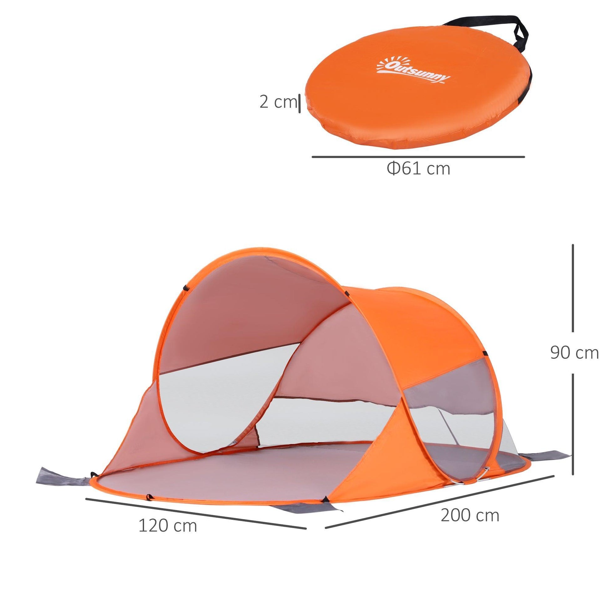 Outsunny Pop up Beach Tent - Orange - ALL4U RETAILER LTD