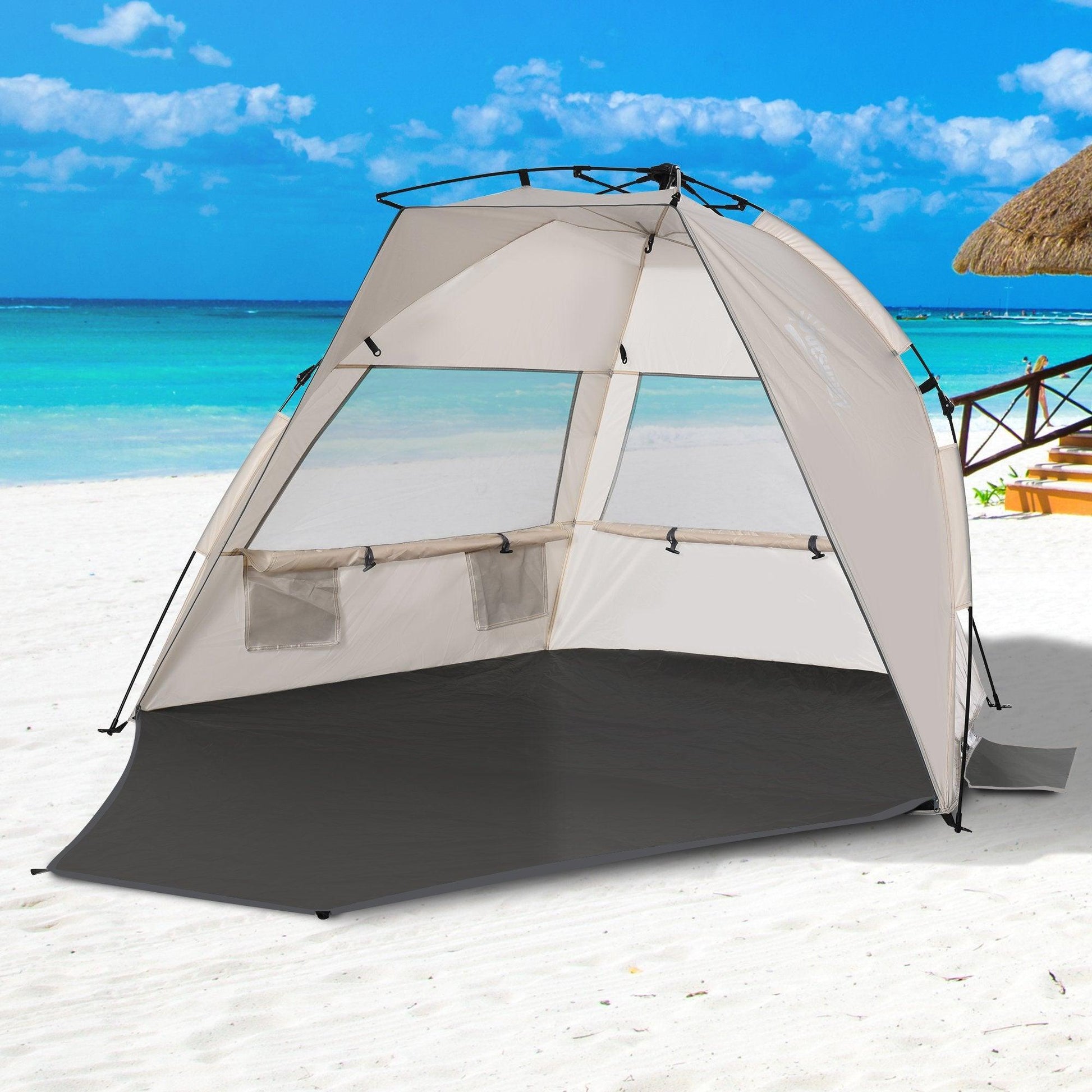 Outsunny Pop-Up Beach Tent: Sun Shelter, UV Protection - ALL4U RETAILER LTD