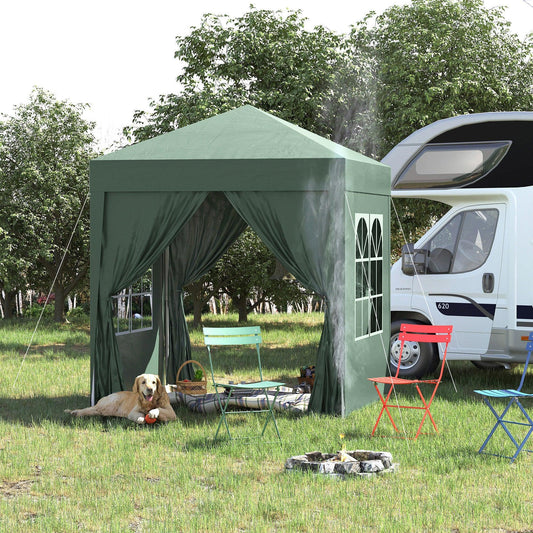 Outsunny Pop Up Gazebo Canopy, 2x2m Size, Green - ALL4U RETAILER LTD