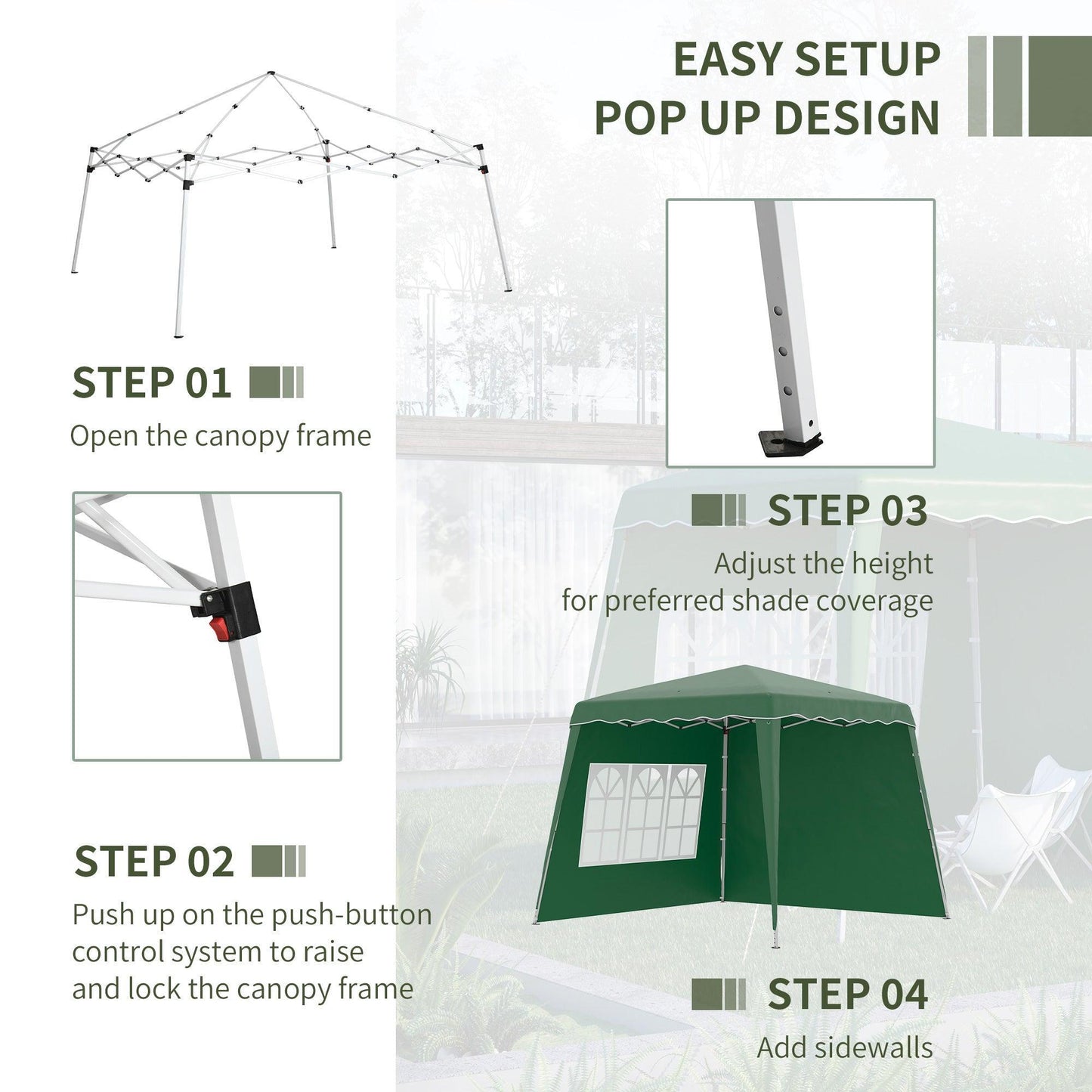 Outsunny Pop Up Gazebo: Simple Shelter for Garden - ALL4U RETAILER LTD