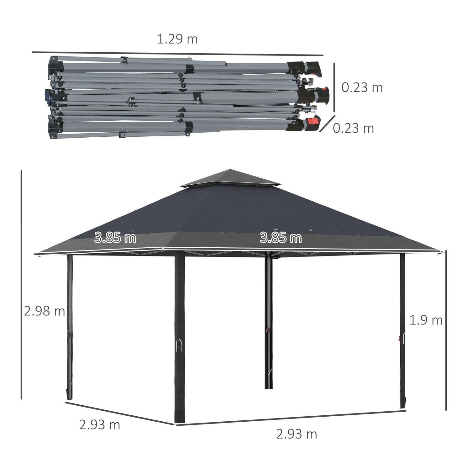 Outsunny Pop-up Gazebo - UV Proof Double Roof Canopy Tent - ALL4U RETAILER LTD