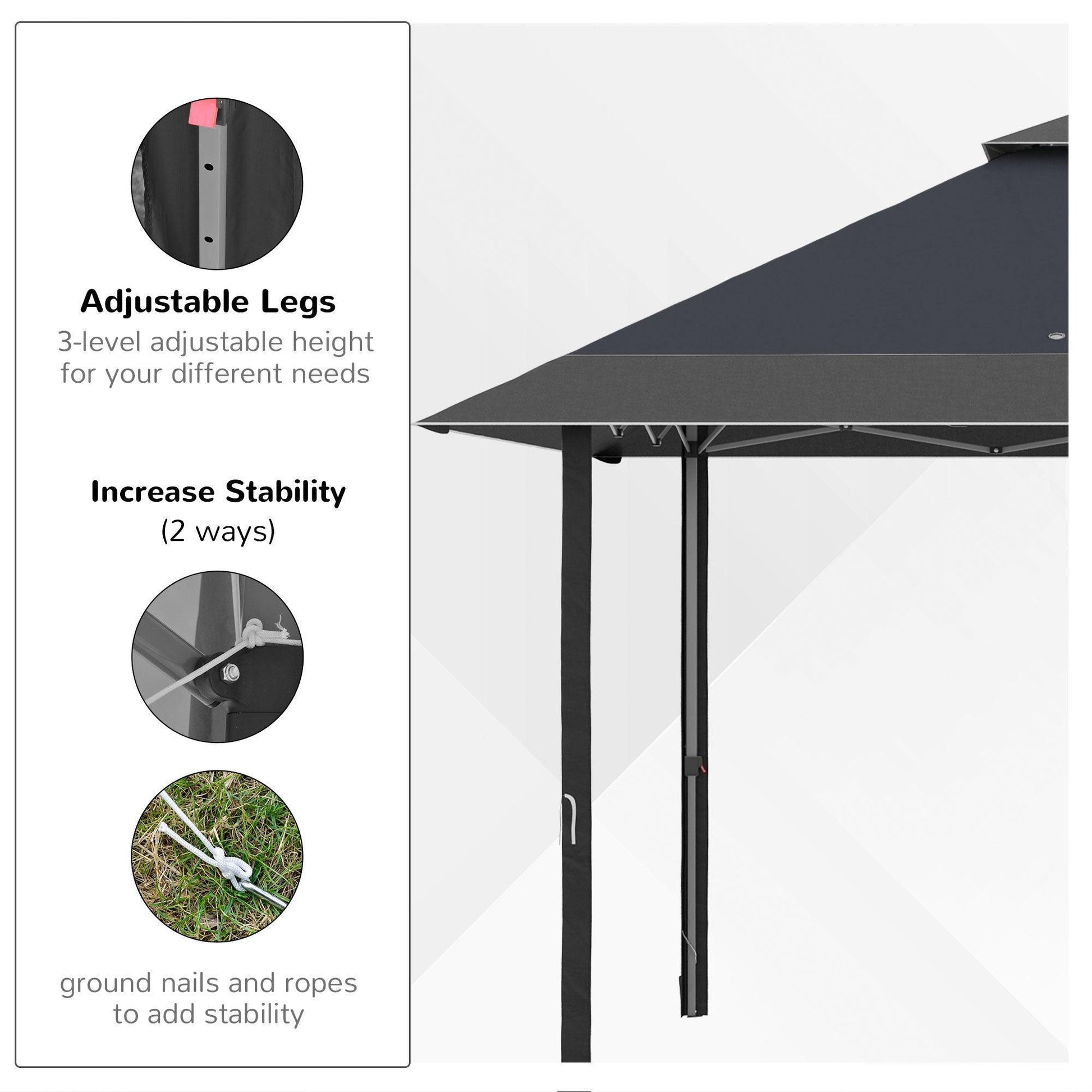 Outsunny Pop-up Gazebo - UV Proof Double Roof Canopy Tent - ALL4U RETAILER LTD