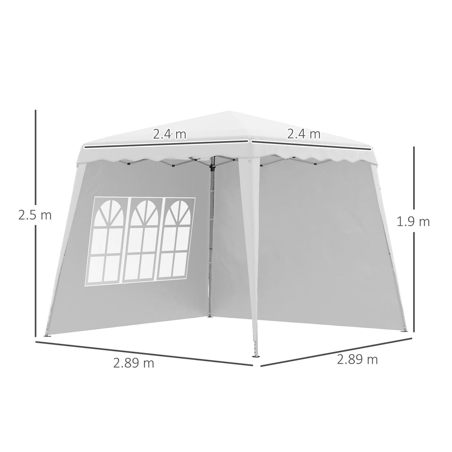 Outsunny Pop Up Gazebo - White, 2.9m, Slant Legs - ALL4U RETAILER LTD