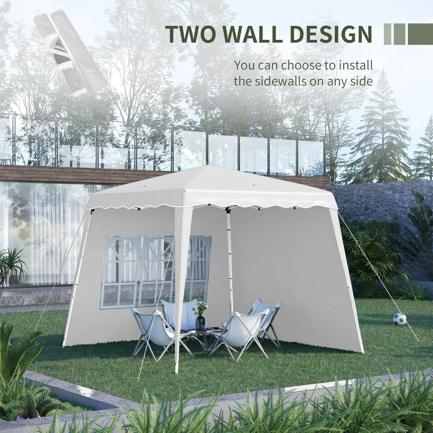 Outsunny Pop Up Gazebo - White, 2.9m, Slant Legs - ALL4U RETAILER LTD