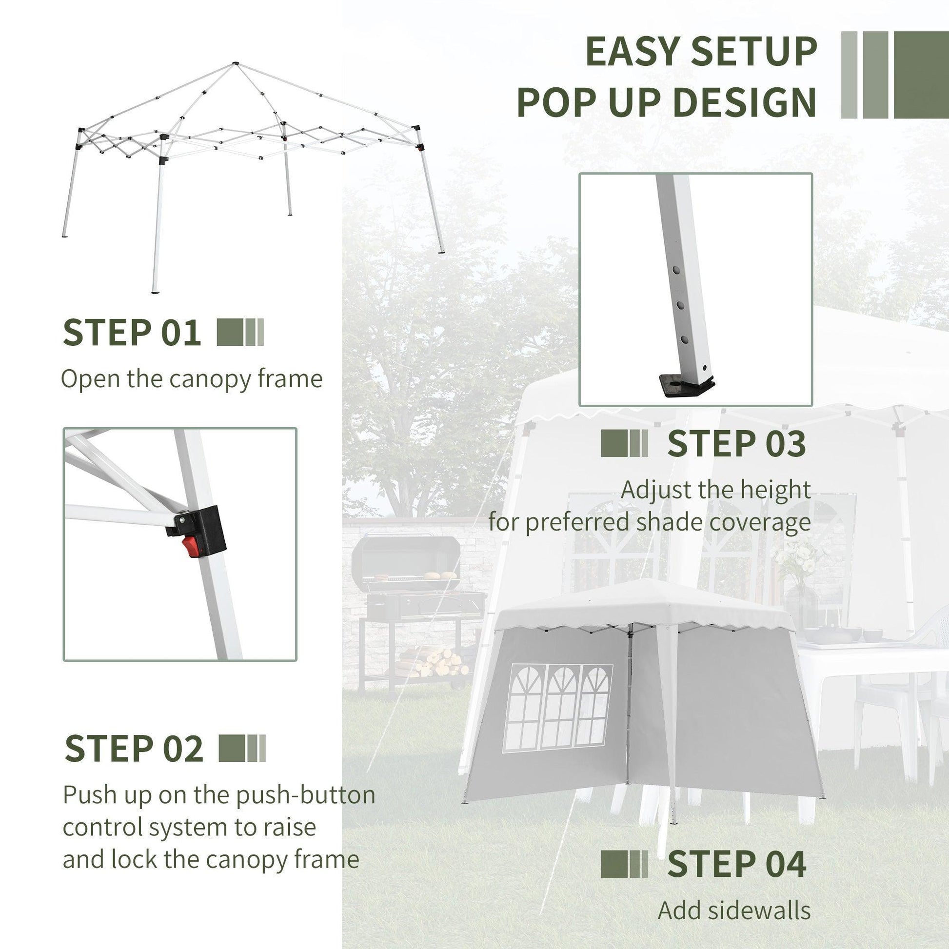 Outsunny Pop Up Gazebo - White, 2.9m, Slant Legs - ALL4U RETAILER LTD