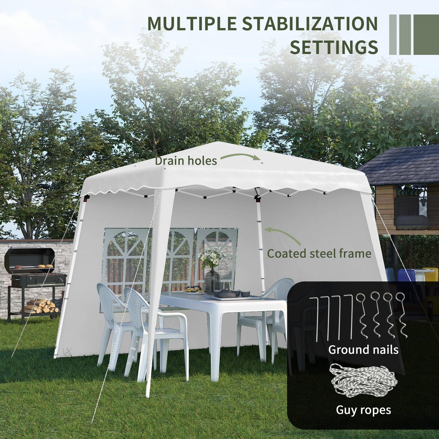 Outsunny Pop Up Gazebo - White, 2.9m, Slant Legs - ALL4U RETAILER LTD