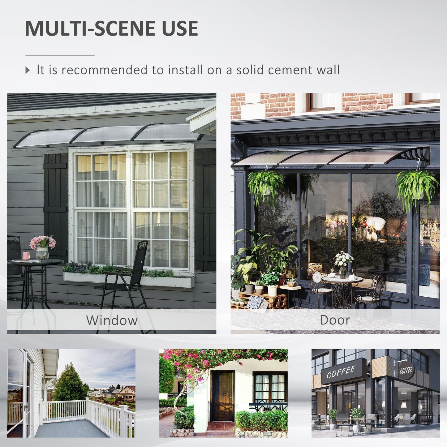 Outsunny Porch Awning, 300x96cm - Clear & Protective - ALL4U RETAILER LTD