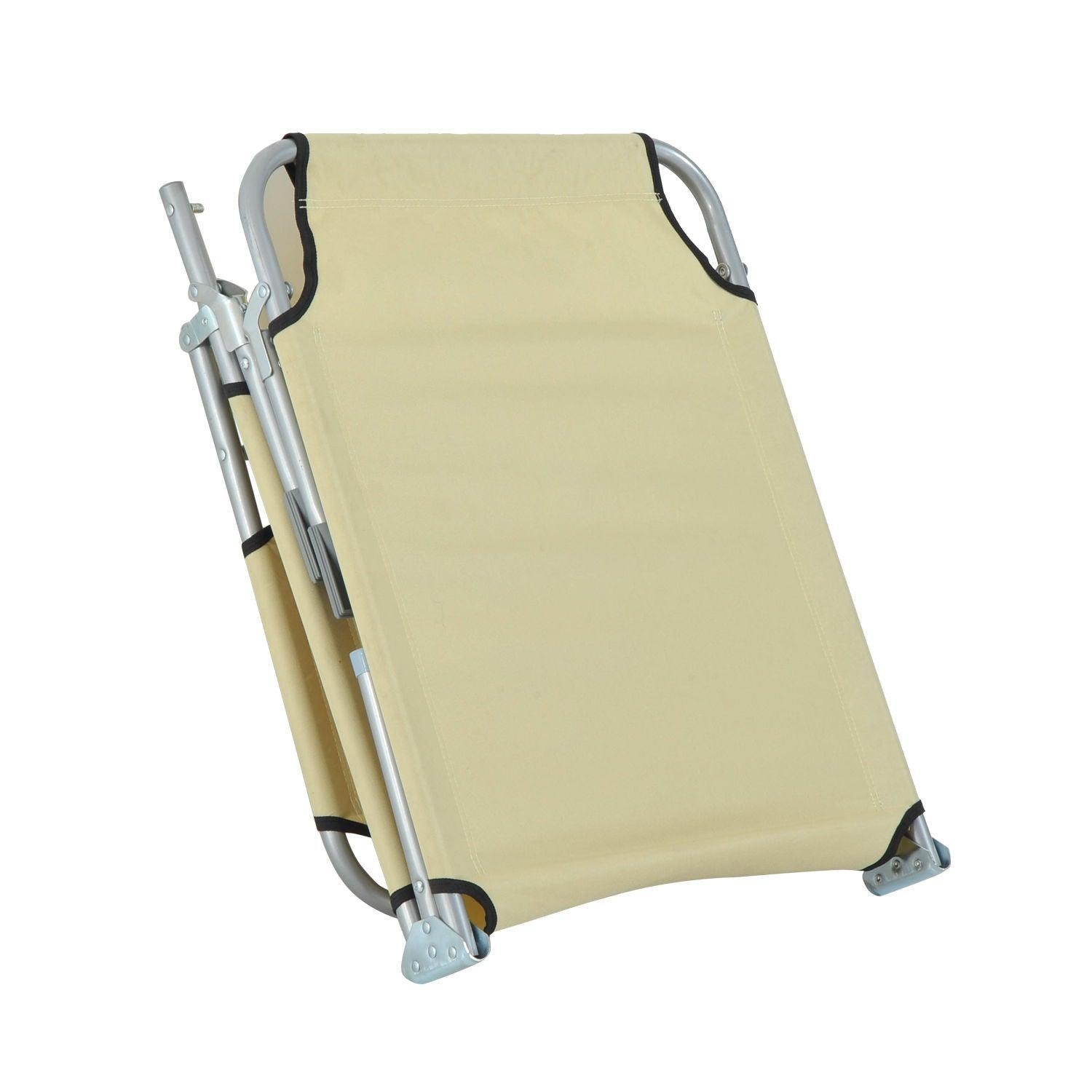 Outsunny Adjustable Lounger, Beige Oxford Cloth - ALL4U RETAILER LTD