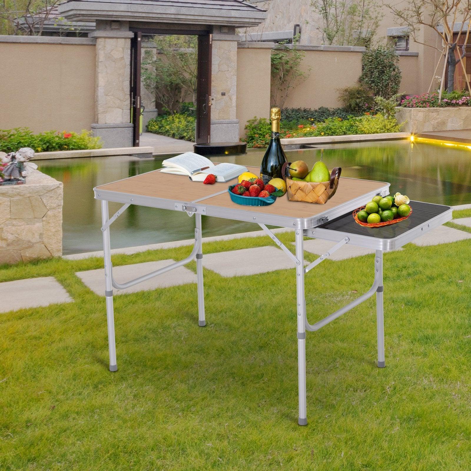 Outsunny Portable Aluminium Picnic Table (3ft) - Silver - ALL4U RETAILER LTD