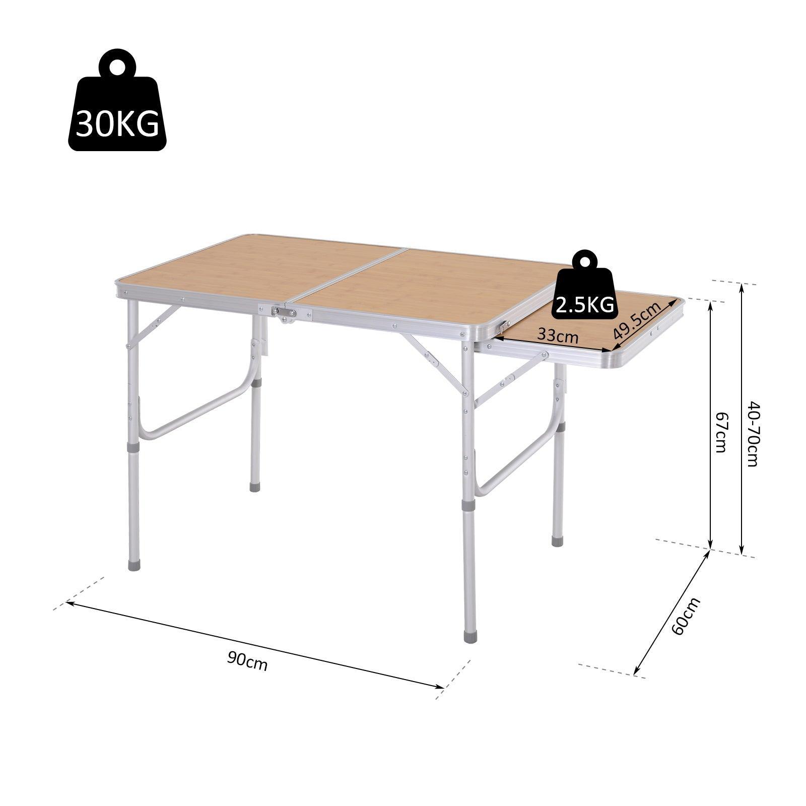 Outsunny Portable Aluminium Picnic Table (3ft) - Silver - ALL4U RETAILER LTD