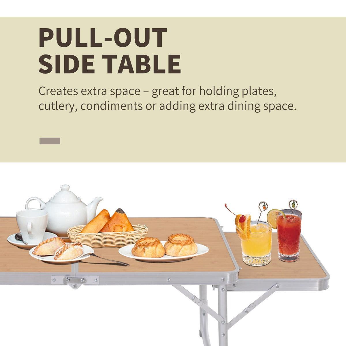 Outsunny Portable Aluminium Picnic Table (3ft) - Silver - ALL4U RETAILER LTD