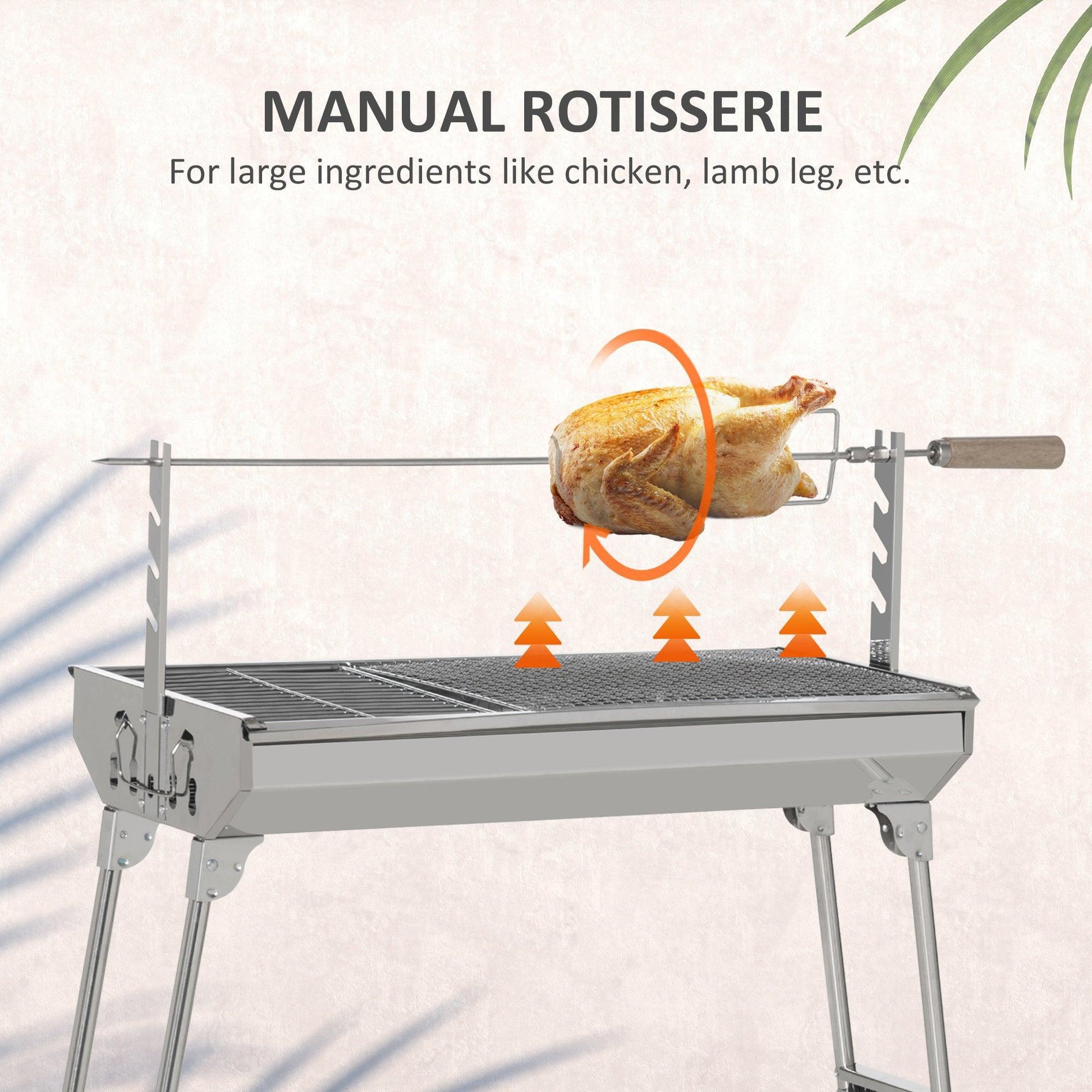 Outsunny Portable BBQ Grill with Rotisserie - Easy Outdoor Cooking - ALL4U RETAILER LTD