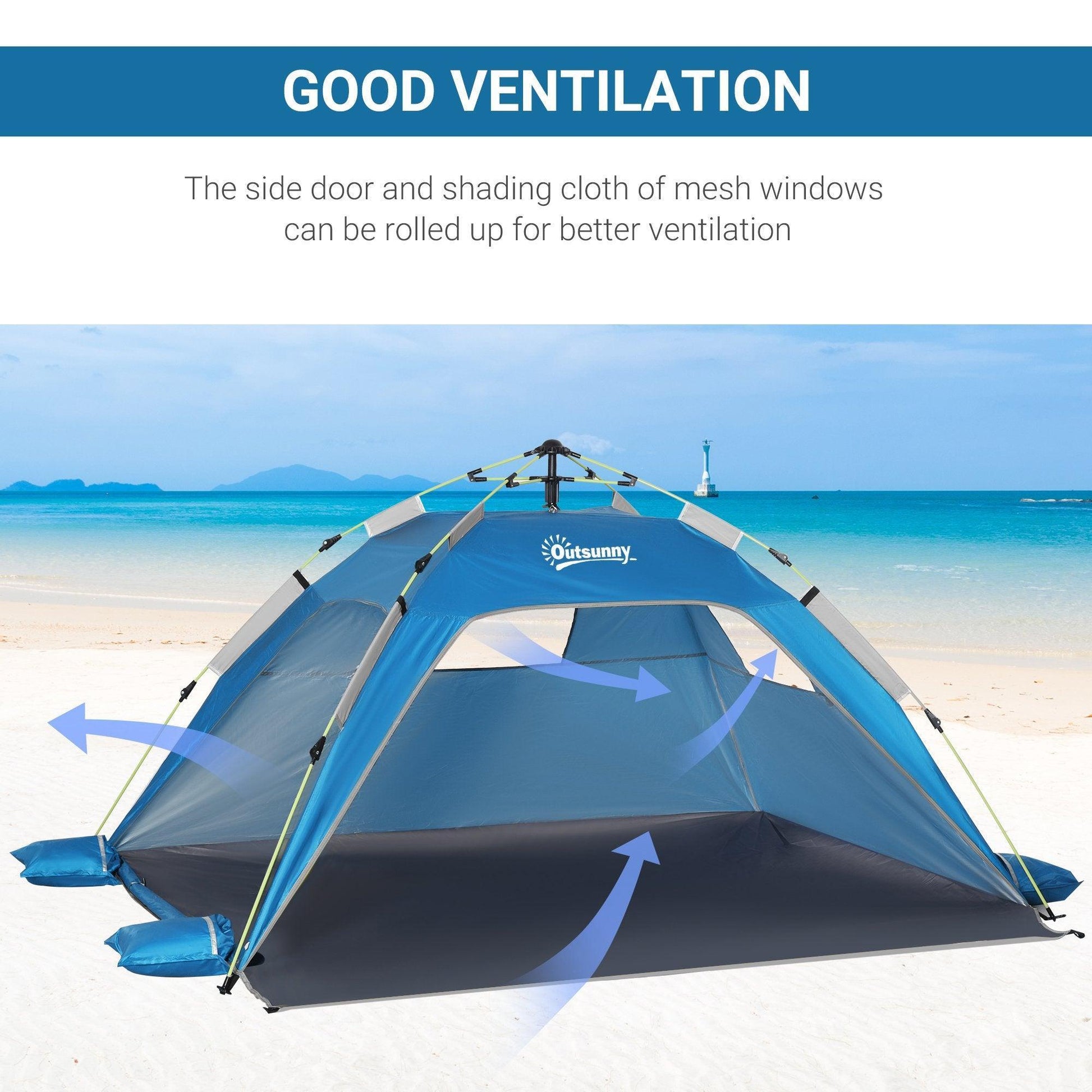 Outsunny Portable Beach Tent - Sun Shelter - ALL4U RETAILER LTD