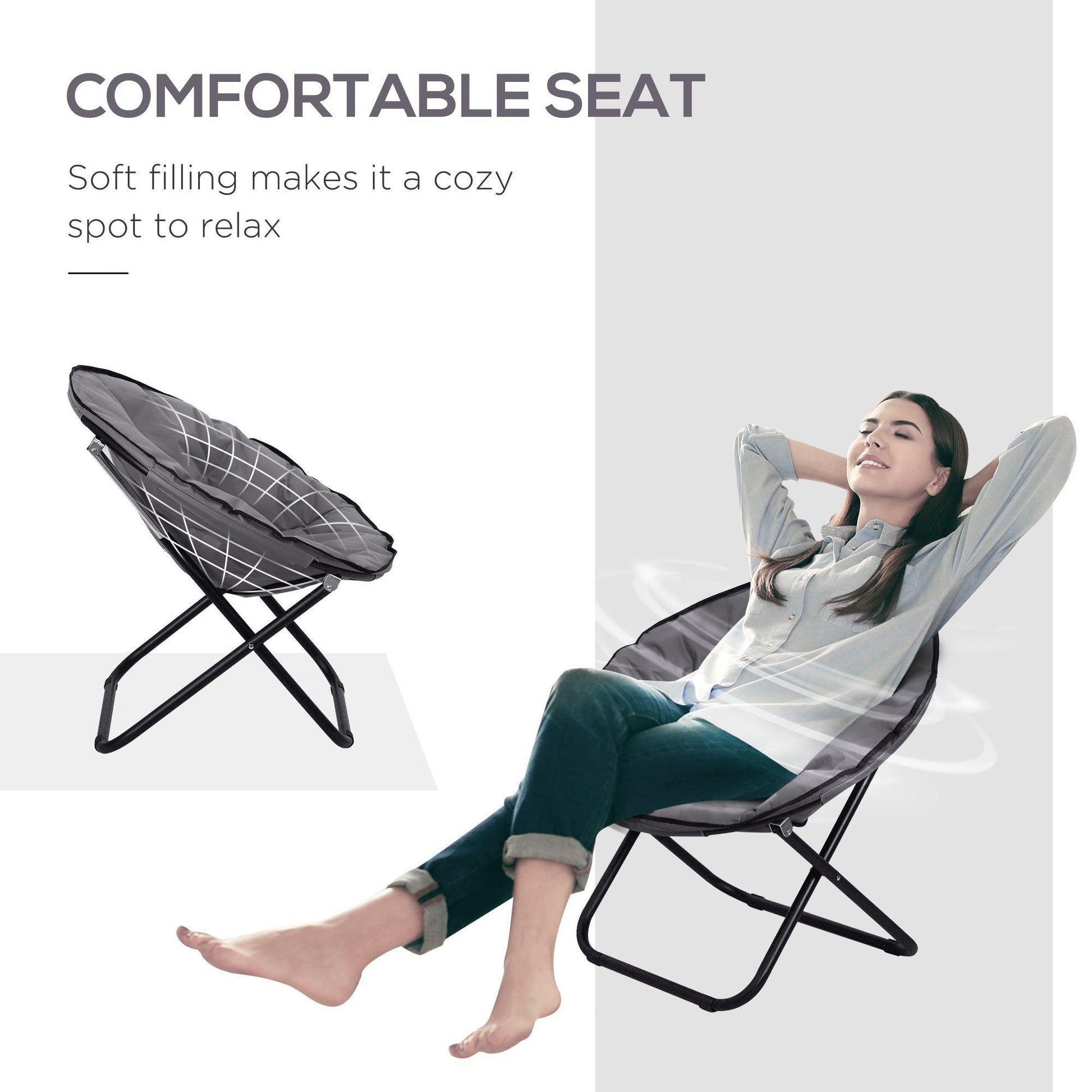 Outsunny Portable Camping Chair - Grey - ALL4U RETAILER LTD