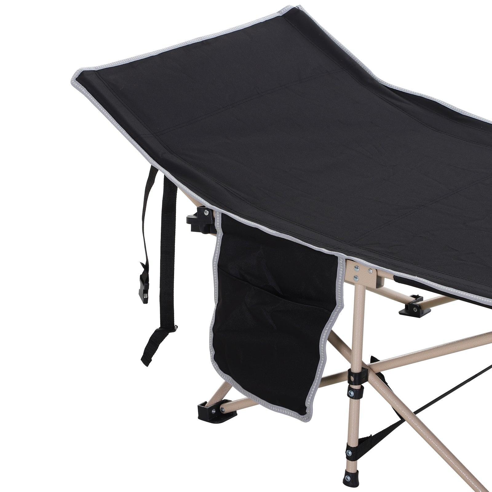 Outsunny Portable Camping Cot - Single Person, Black - ALL4U RETAILER LTD