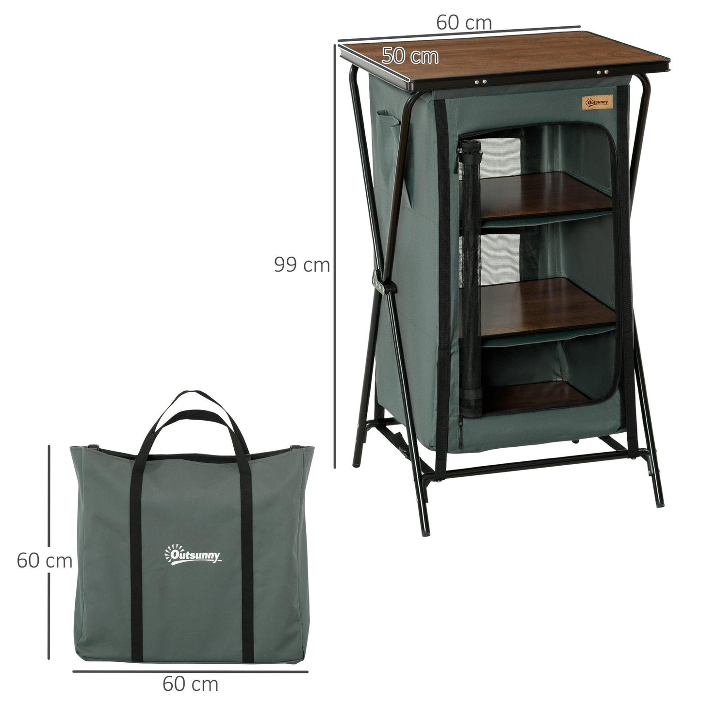 Outsunny Portable Camping Cupboard: Organised Kitchen Station - ALL4U RETAILER LTD