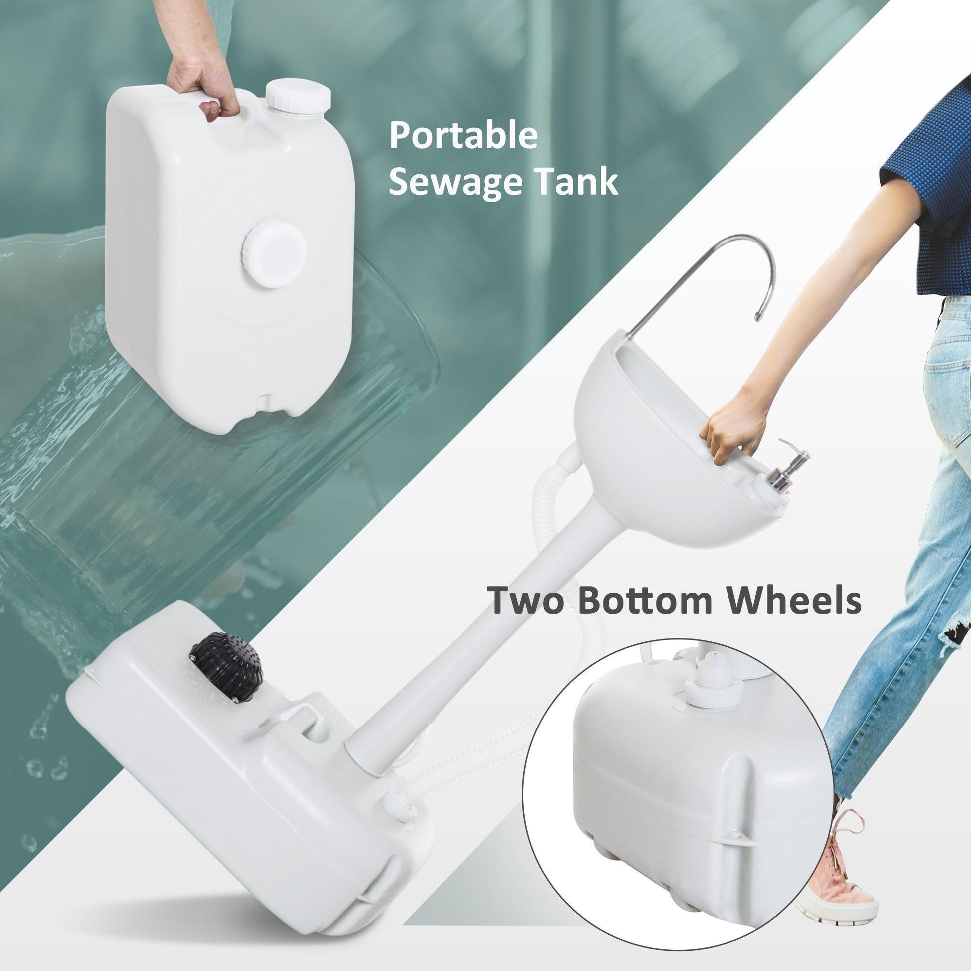 Outsunny Portable Camping Hand Wash Basin with 17L Water Tank - ALL4U RETAILER LTD