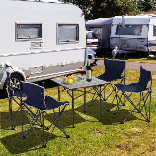 Outsunny Portable Camping Table & Chairs Set - with Carrying Bag - ALL4U RETAILER LTD