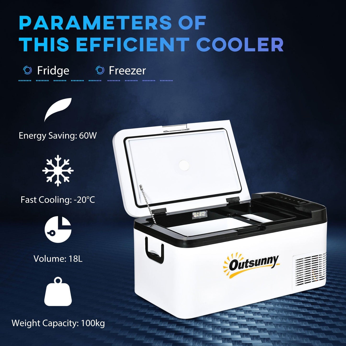 Outsunny Portable Car Fridge: 18L Compressor Cooler - ALL4U RETAILER LTD