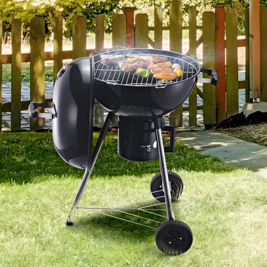 Outsunny Portable Charcoal BBQ Grill with Shelves & Thermometer - ALL4U RETAILER LTD