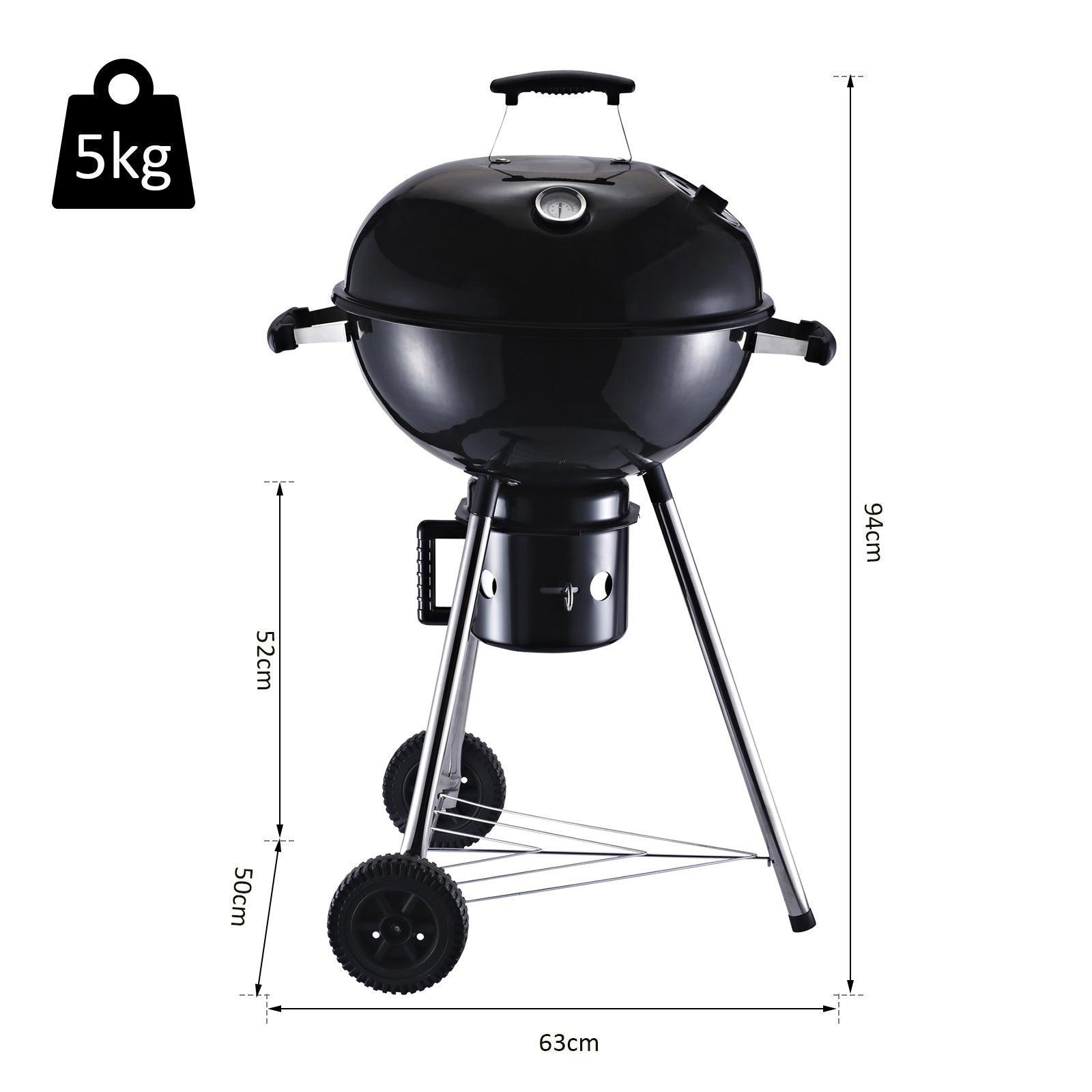 Outsunny Portable Charcoal BBQ Grill with Shelves & Thermometer - ALL4U RETAILER LTD