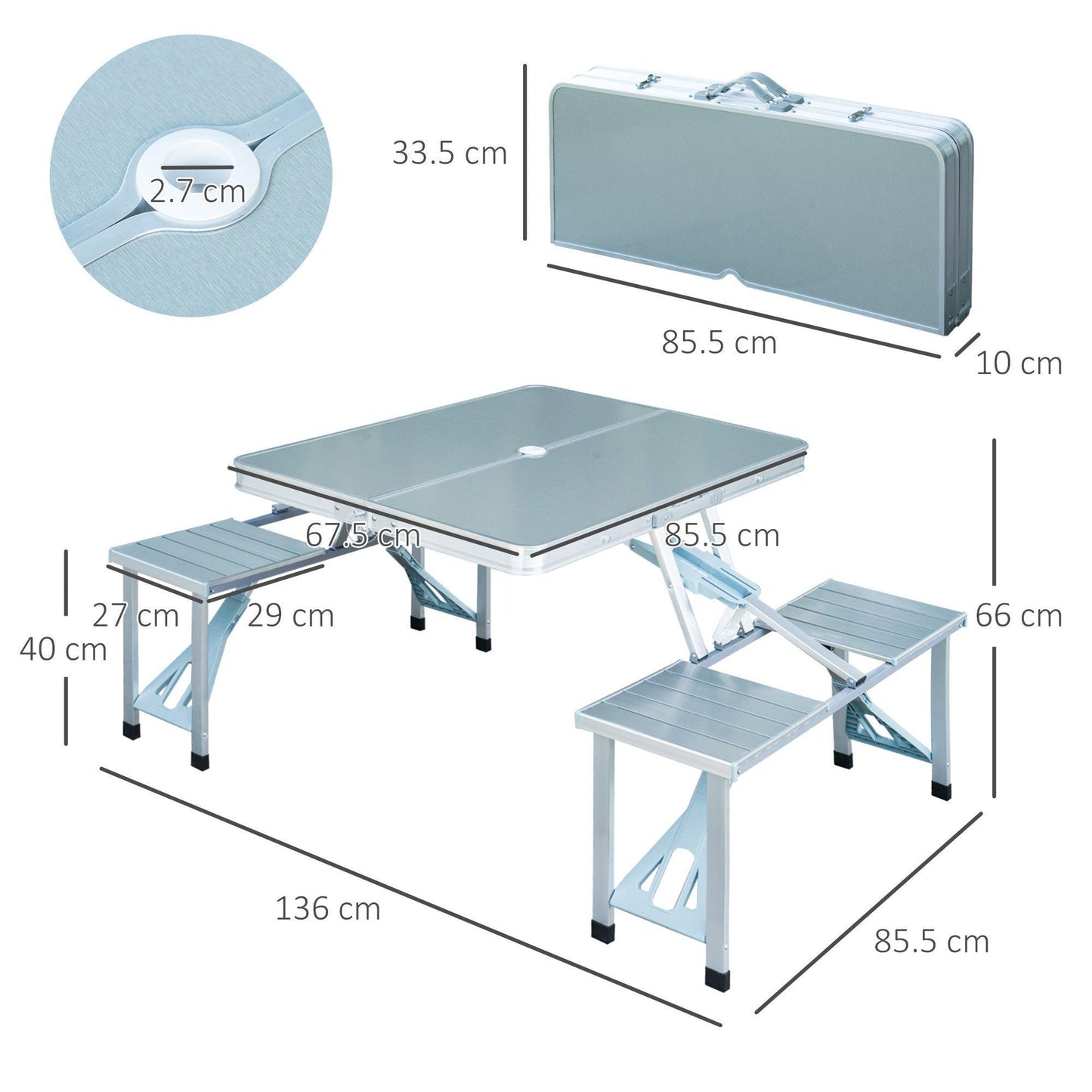 Outsunny Portable Folding Camping Picnic Table - ALL4U RETAILER LTD