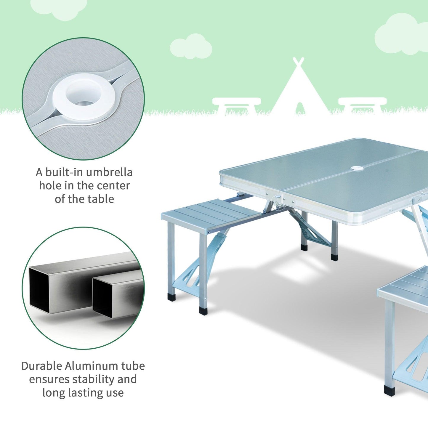 Outsunny Portable Folding Camping Picnic Table - ALL4U RETAILER LTD