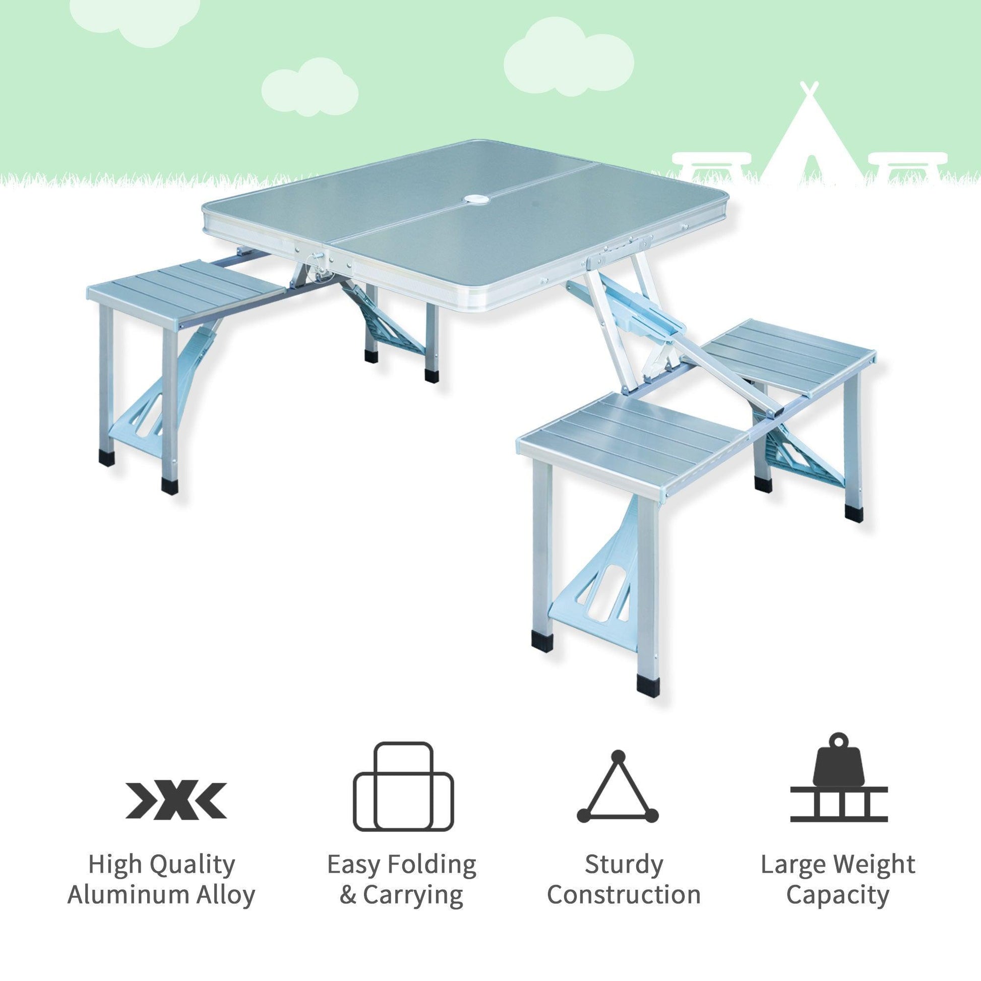 Outsunny Portable Folding Camping Picnic Table - ALL4U RETAILER LTD