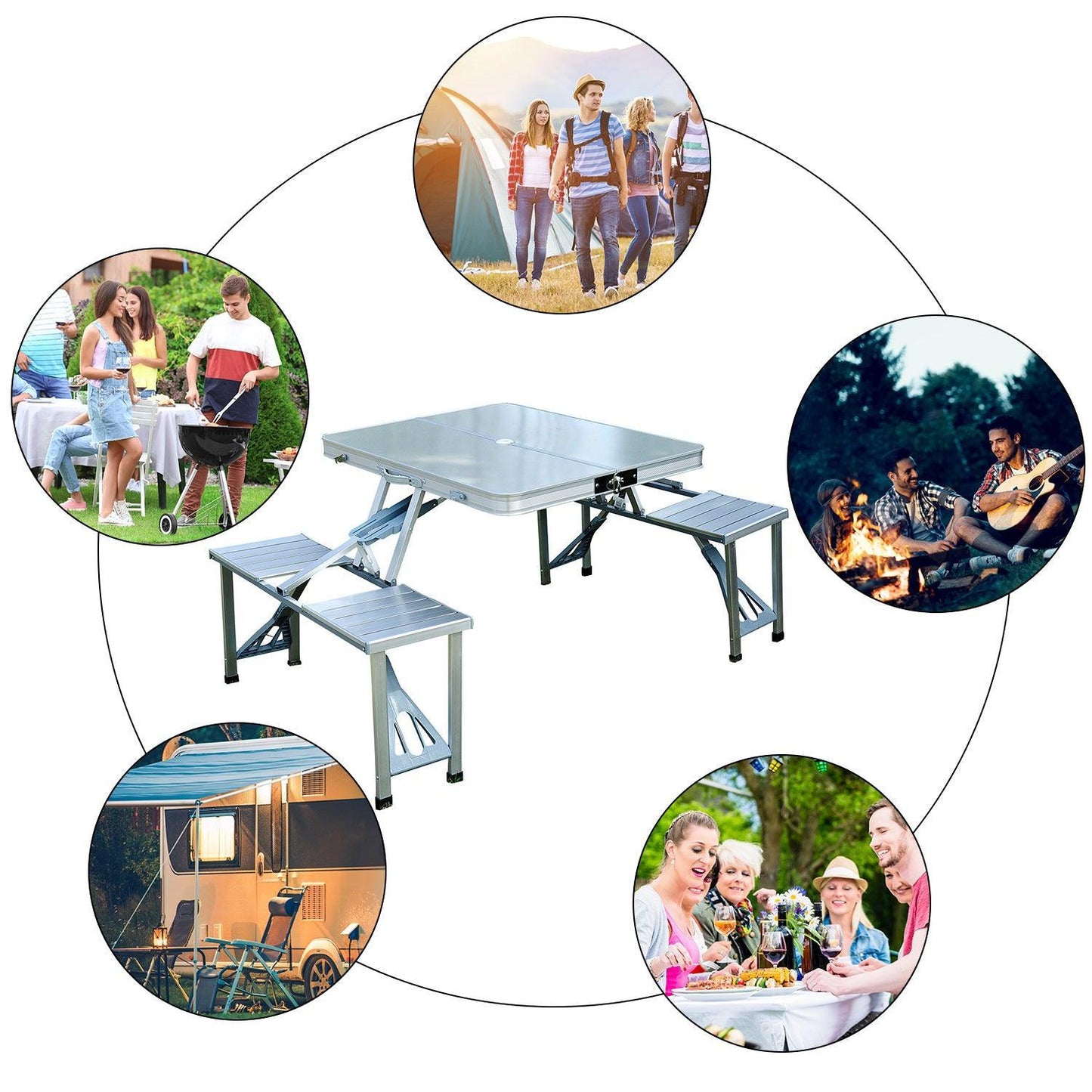 Outsunny Portable Folding Camping Picnic Table - ALL4U RETAILER LTD