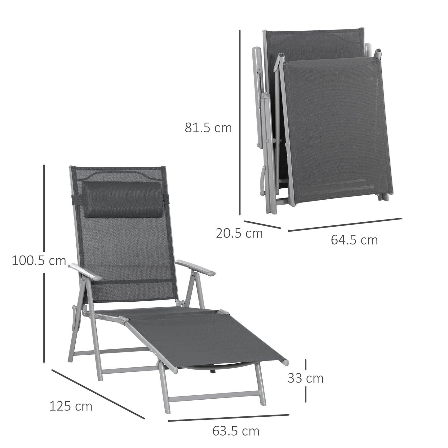 Outsunny Portable Folding Chaise Lounge Chair: 7 Adjustable Positions - ALL4U RETAILER LTD