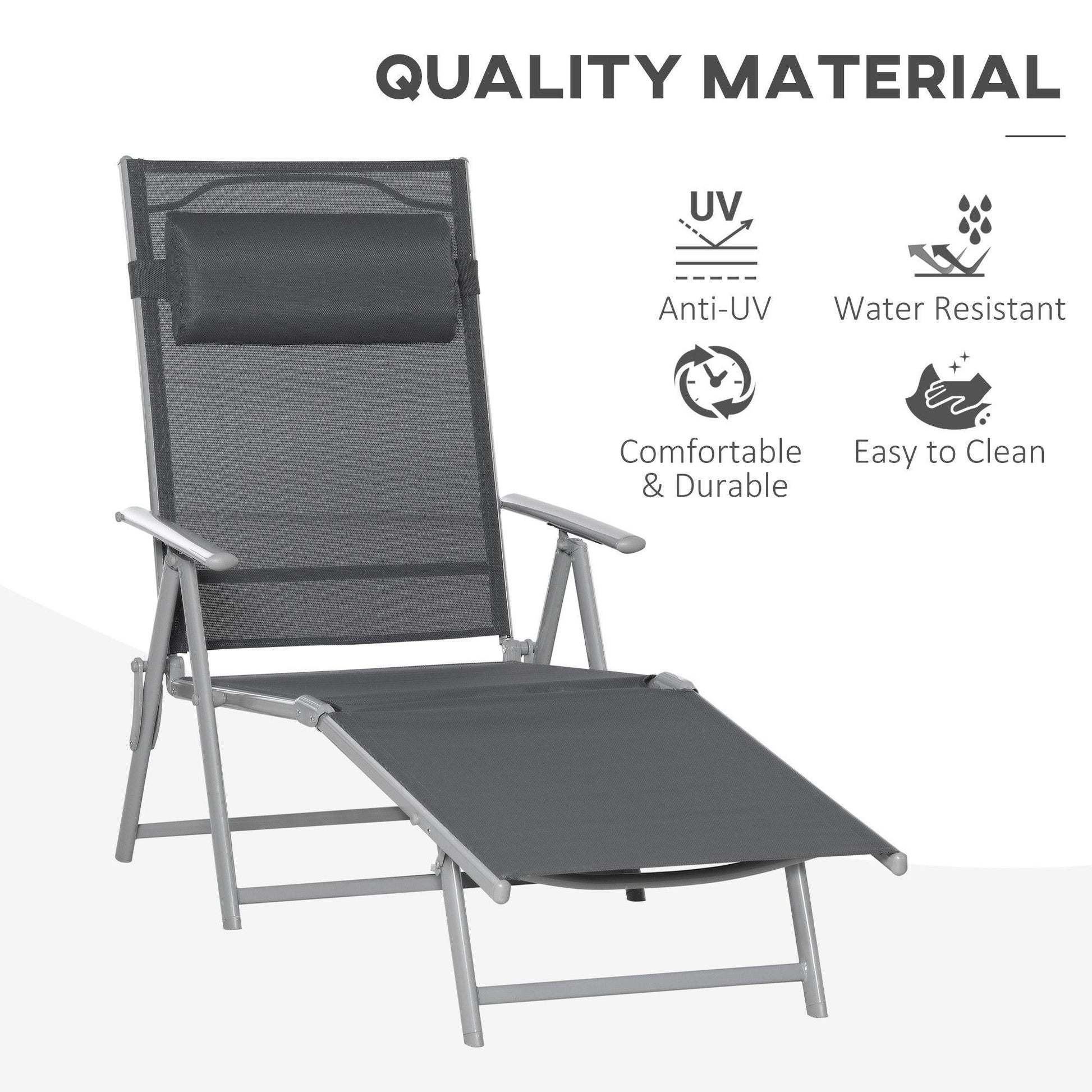 Outsunny Portable Folding Chaise Lounge Chair: 7 Adjustable Positions - ALL4U RETAILER LTD