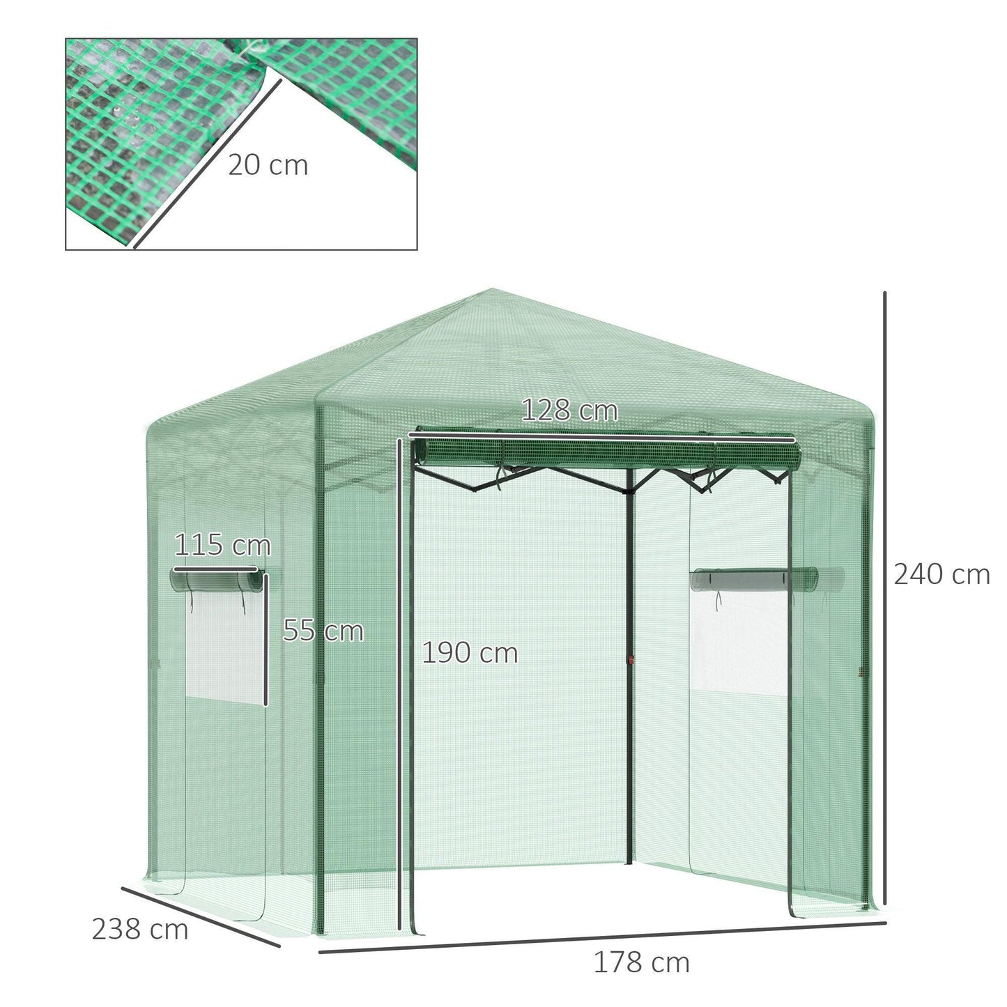 Outsunny Portable Garden Greenhouse - Easy Setup, 2.4m x 1.8m - ALL4U RETAILER LTD