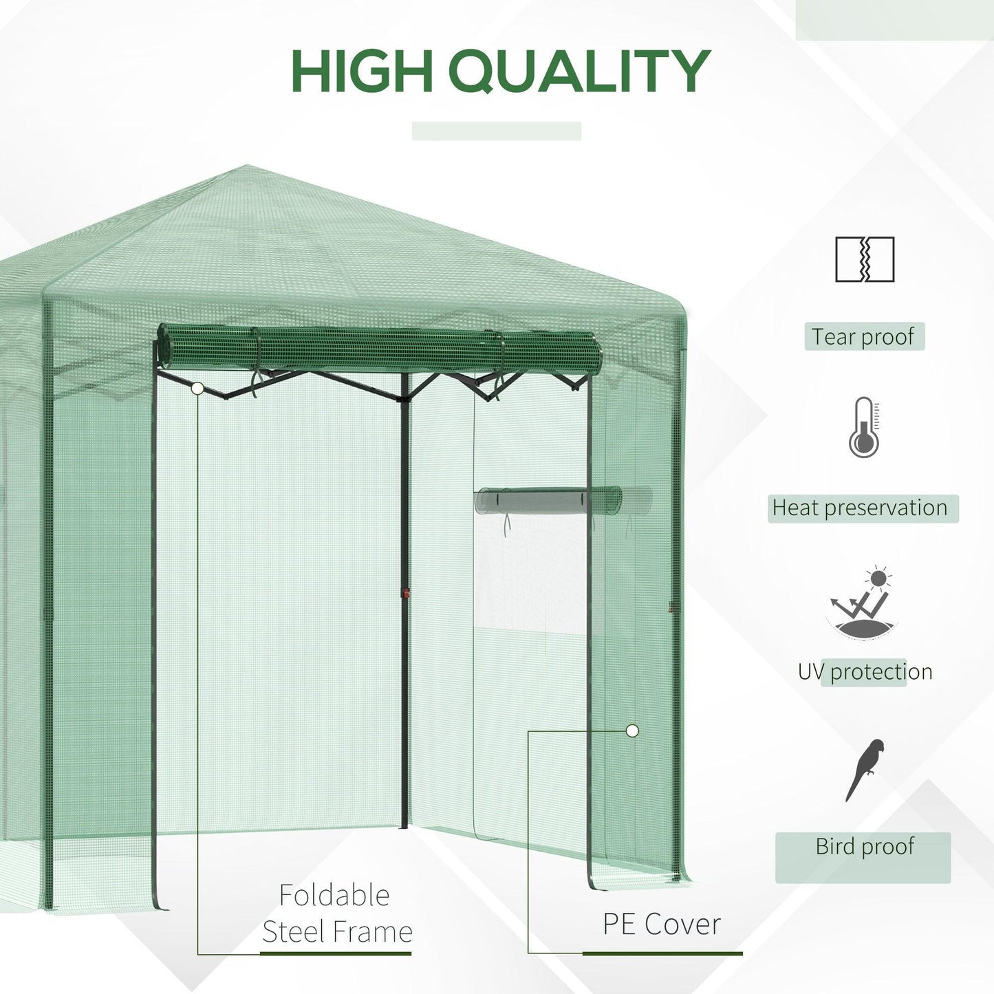 Outsunny Portable Garden Greenhouse - Easy Setup, 2.4m x 1.8m - ALL4U RETAILER LTD