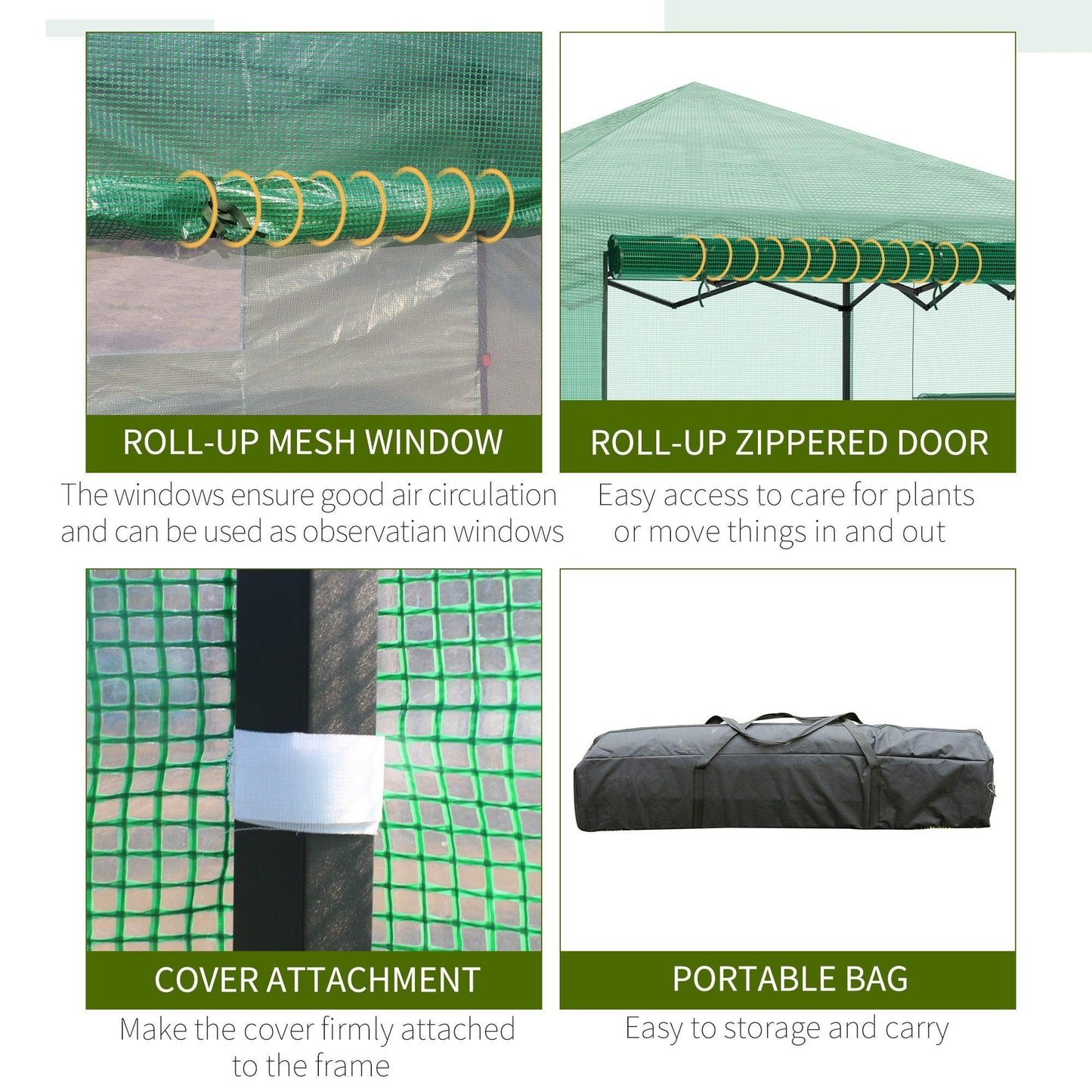 Outsunny Portable Garden Greenhouse - Easy Setup, 2.4m x 1.8m - ALL4U RETAILER LTD