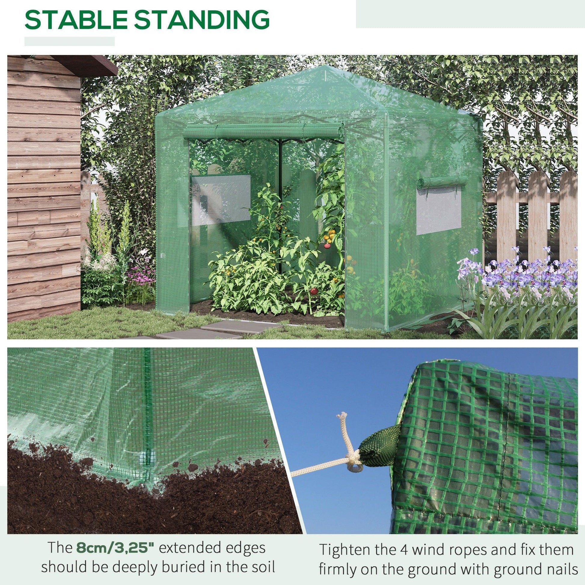 Outsunny Portable Garden Greenhouse - Easy Setup, 2.4m x 1.8m - ALL4U RETAILER LTD